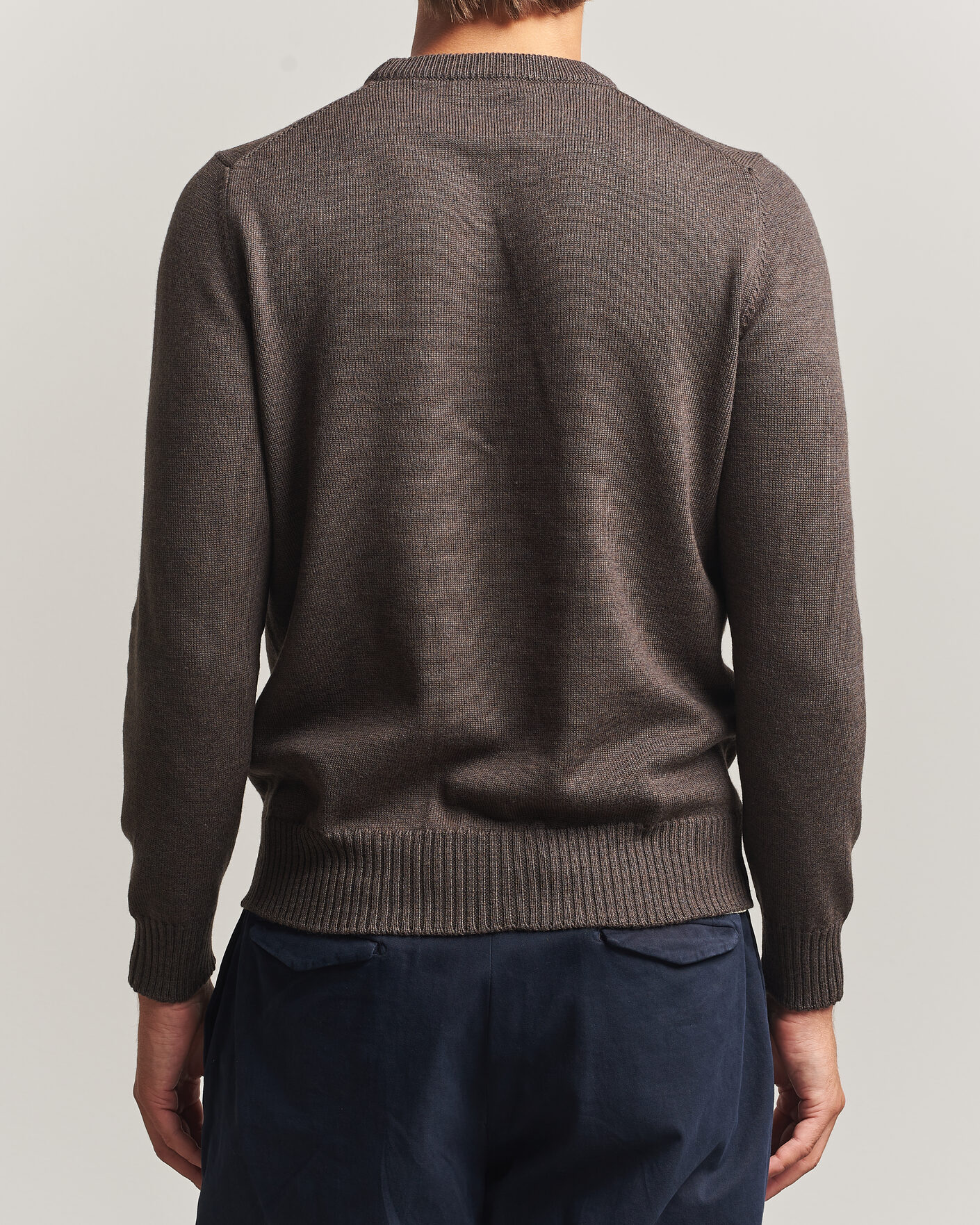 Uomini | Maglieria | Gran Sasso | Merino Knitted Crew Neck Brown Melange