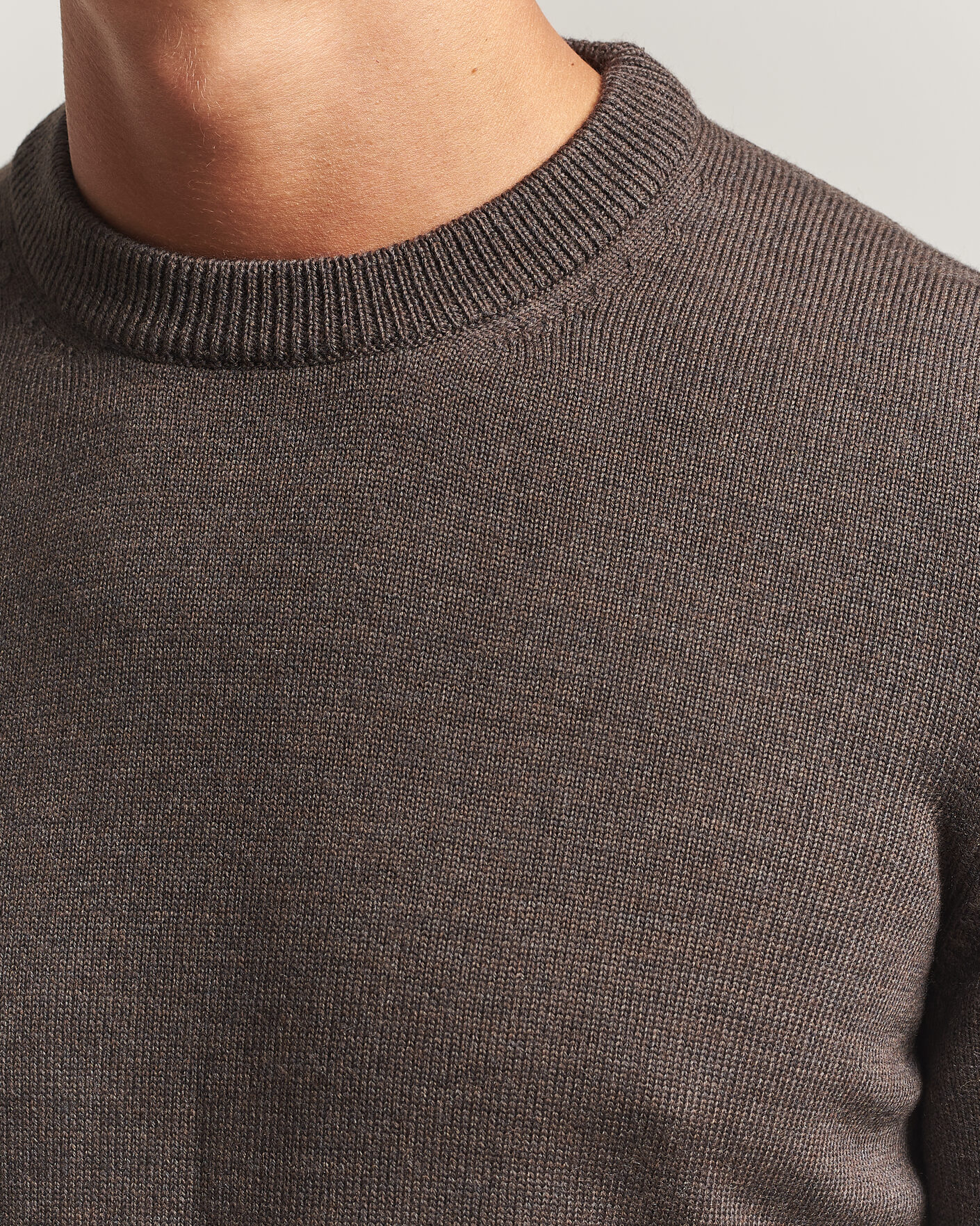 Uomini | Maglieria | Gran Sasso | Merino Knitted Crew Neck Brown Melange