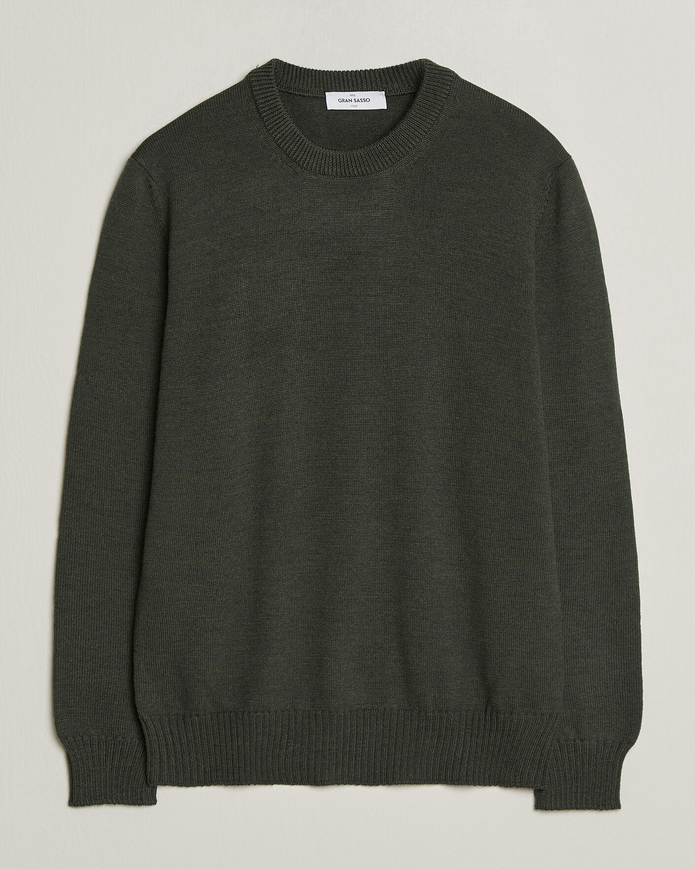 Uomini | Maglieria | Gran Sasso | Merino Knitted Crew Neck Olive Melange