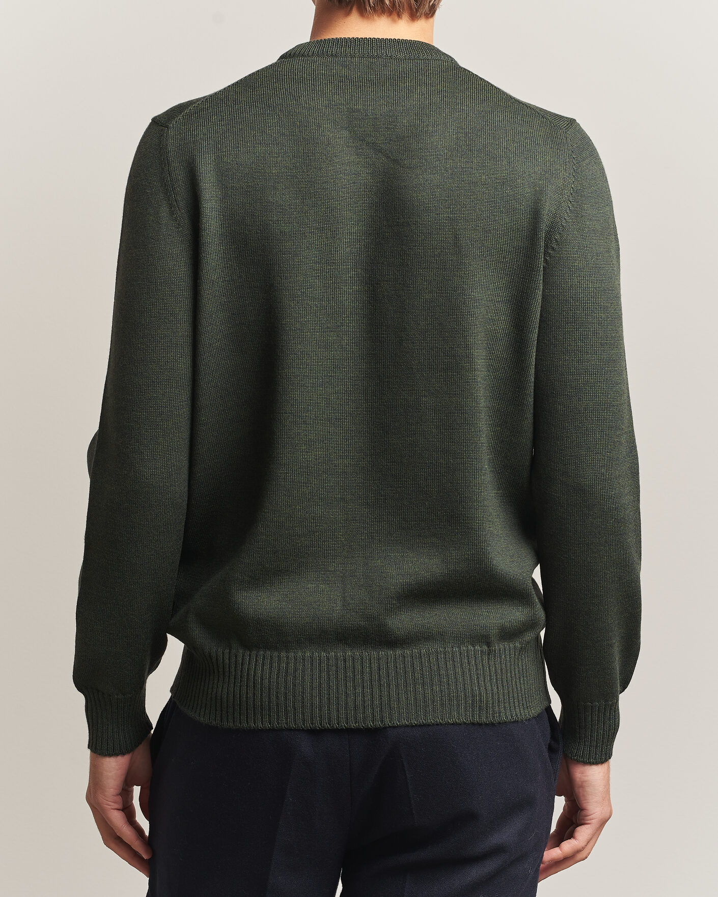 Uomini | Maglieria | Gran Sasso | Merino Knitted Crew Neck Olive Melange