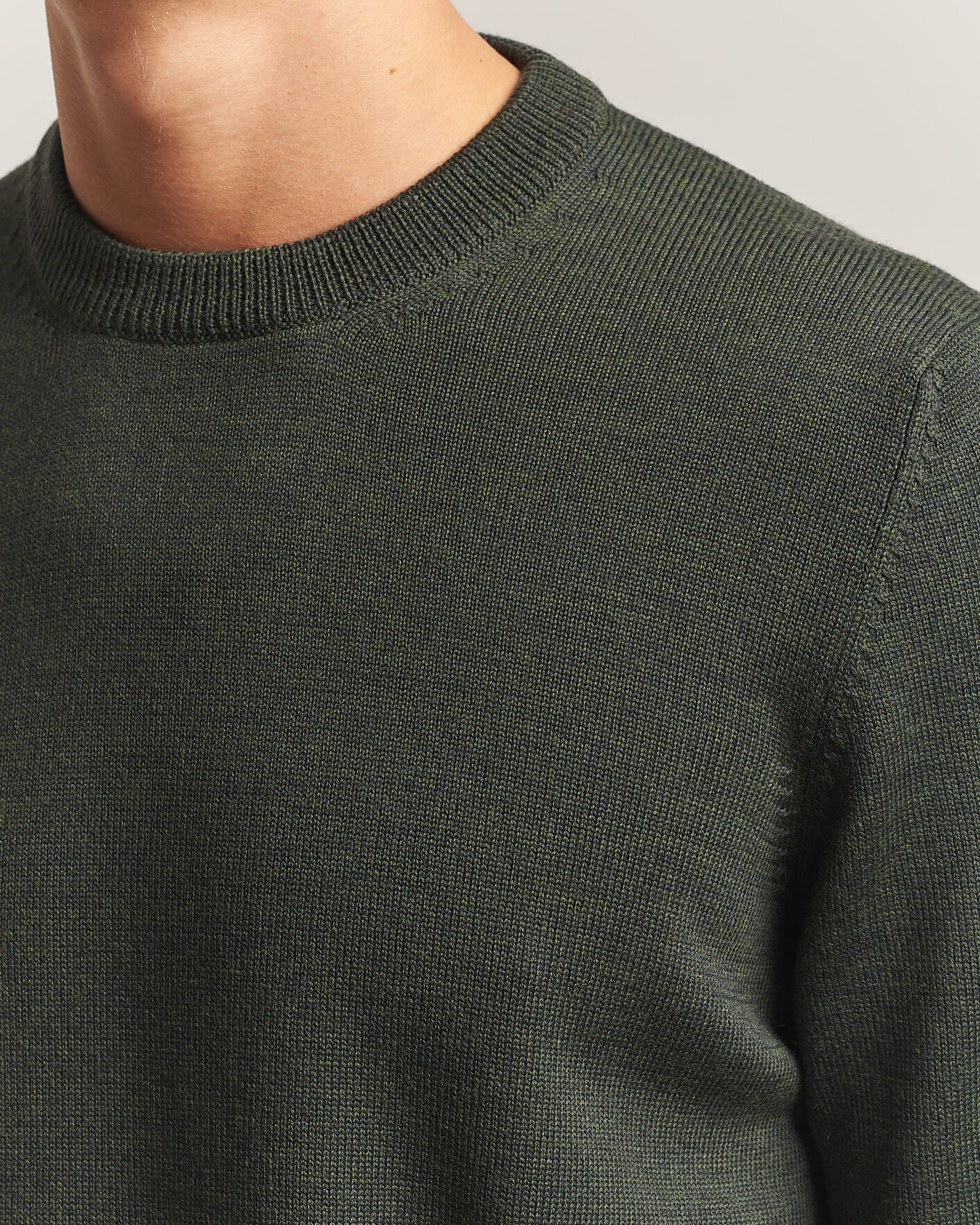 Uomini | Maglieria | Gran Sasso | Merino Knitted Crew Neck Olive Melange