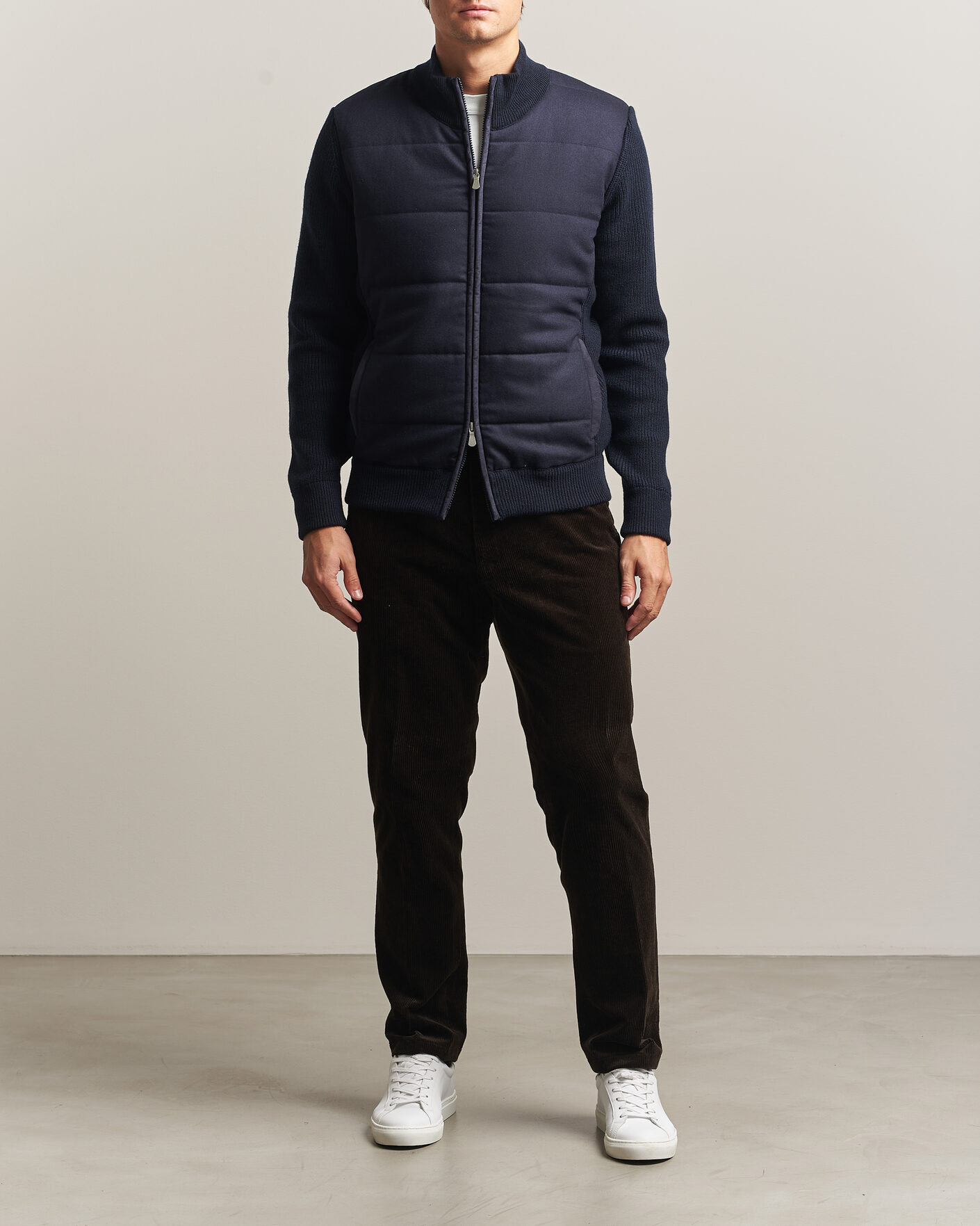 Uomini | Giacche | Gran Sasso | Brushed Wool Hybrid Jacket Navy