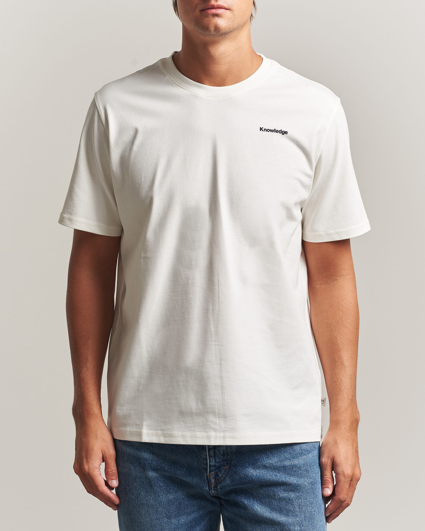 Uomini | T-shirt | KnowledgeCotton Apparel | Back Print T-Shirt Egret