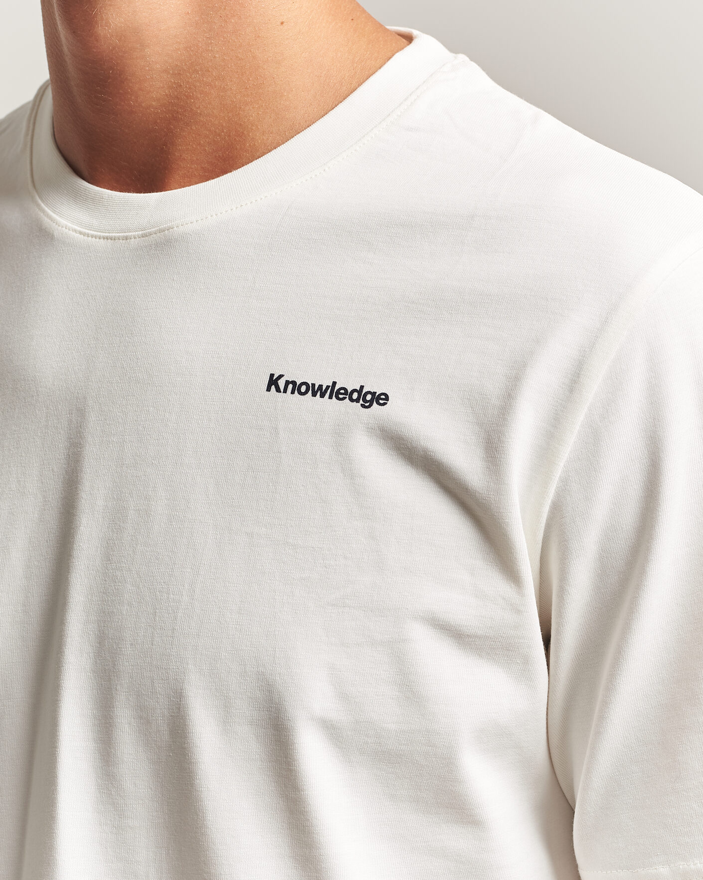 Uomini | T-shirt | KnowledgeCotton Apparel | Back Print T-Shirt Egret