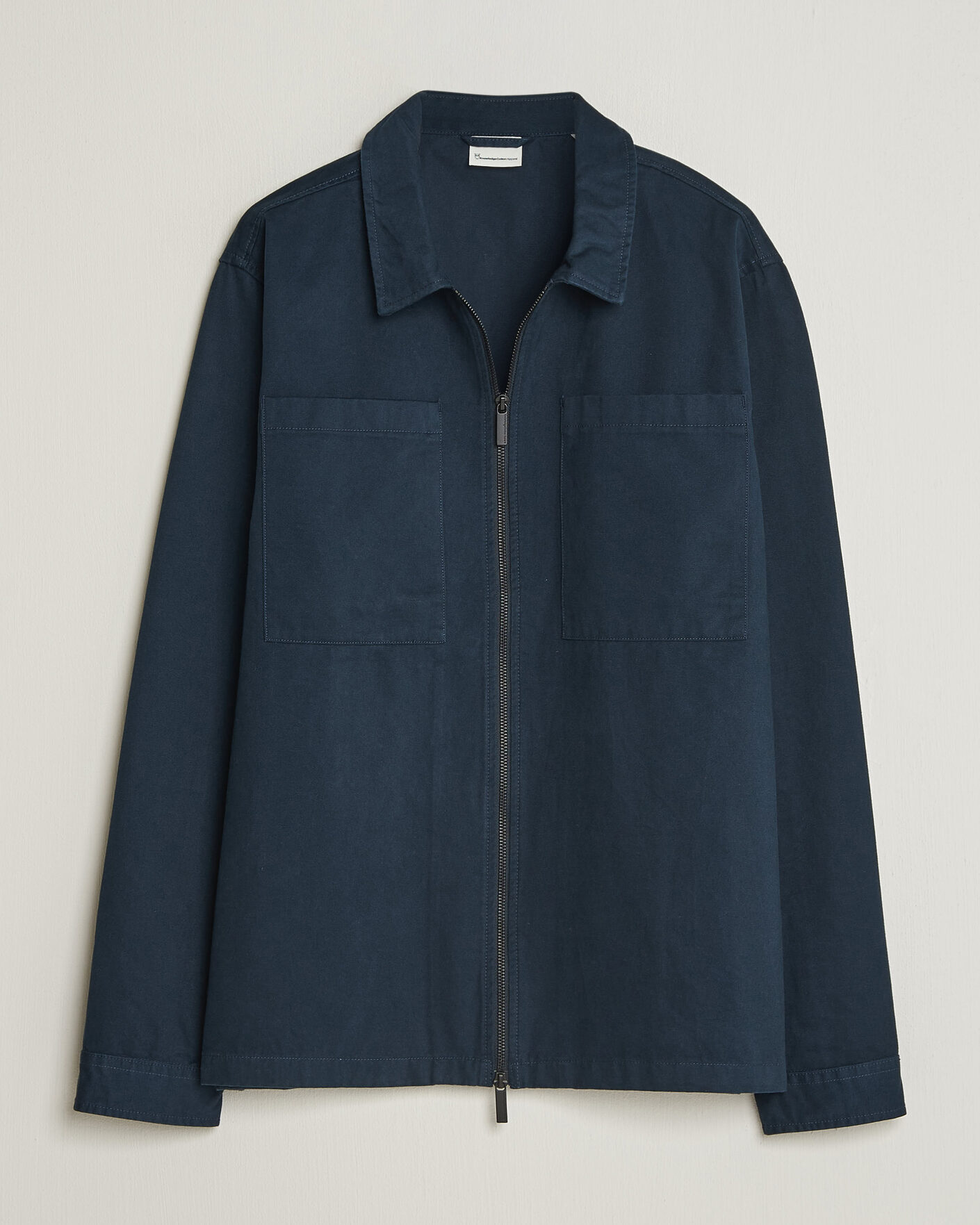 Uomini | Camicie | KnowledgeCotton Apparel | Twill Zip Overshirt Total Eclipse