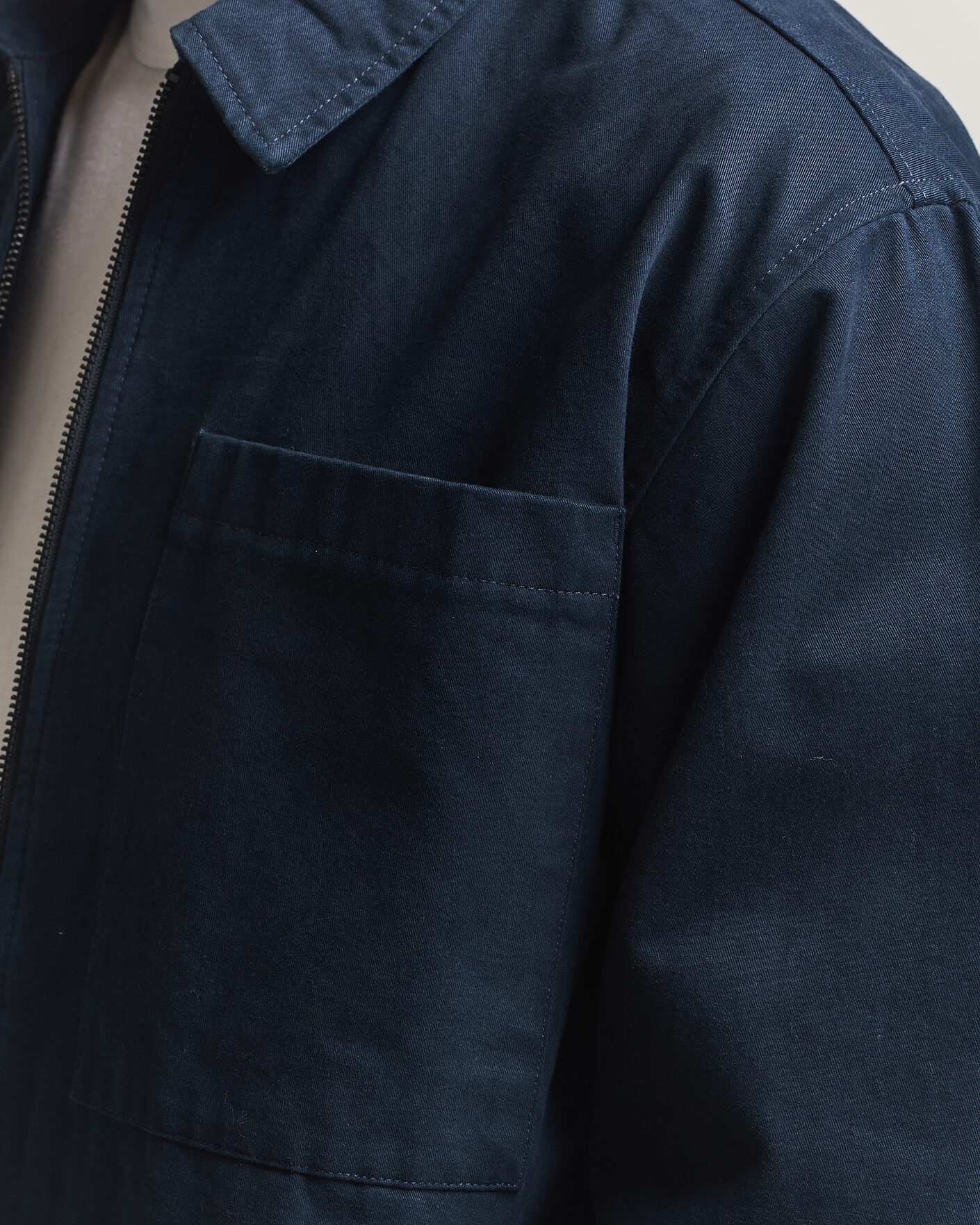 Uomini | Camicie | KnowledgeCotton Apparel | Twill Zip Overshirt Total Eclipse