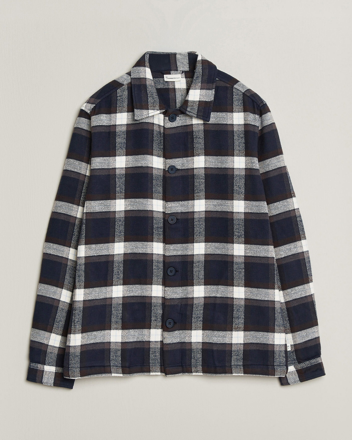 Uomini | Camicie | KnowledgeCotton Apparel | Flannel Check Overshirt Navy