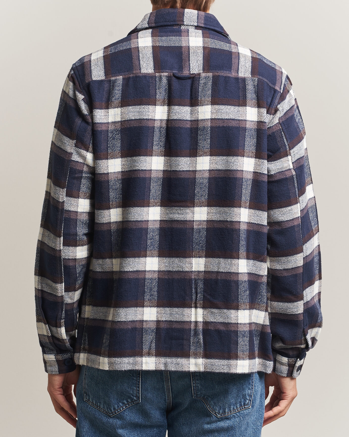 Uomini | Camicie | KnowledgeCotton Apparel | Flannel Check Overshirt Navy