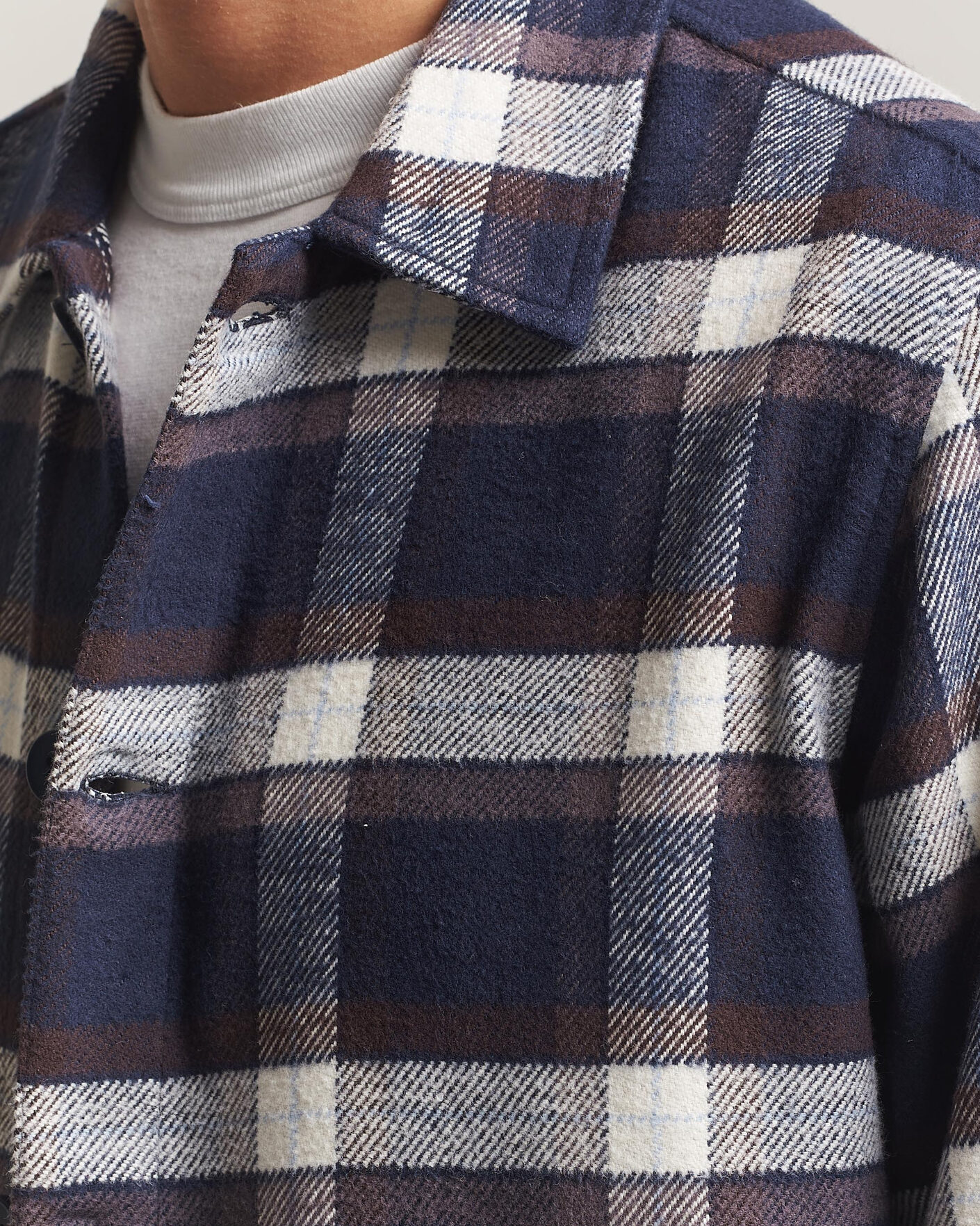 Uomini | Camicie | KnowledgeCotton Apparel | Flannel Check Overshirt Navy