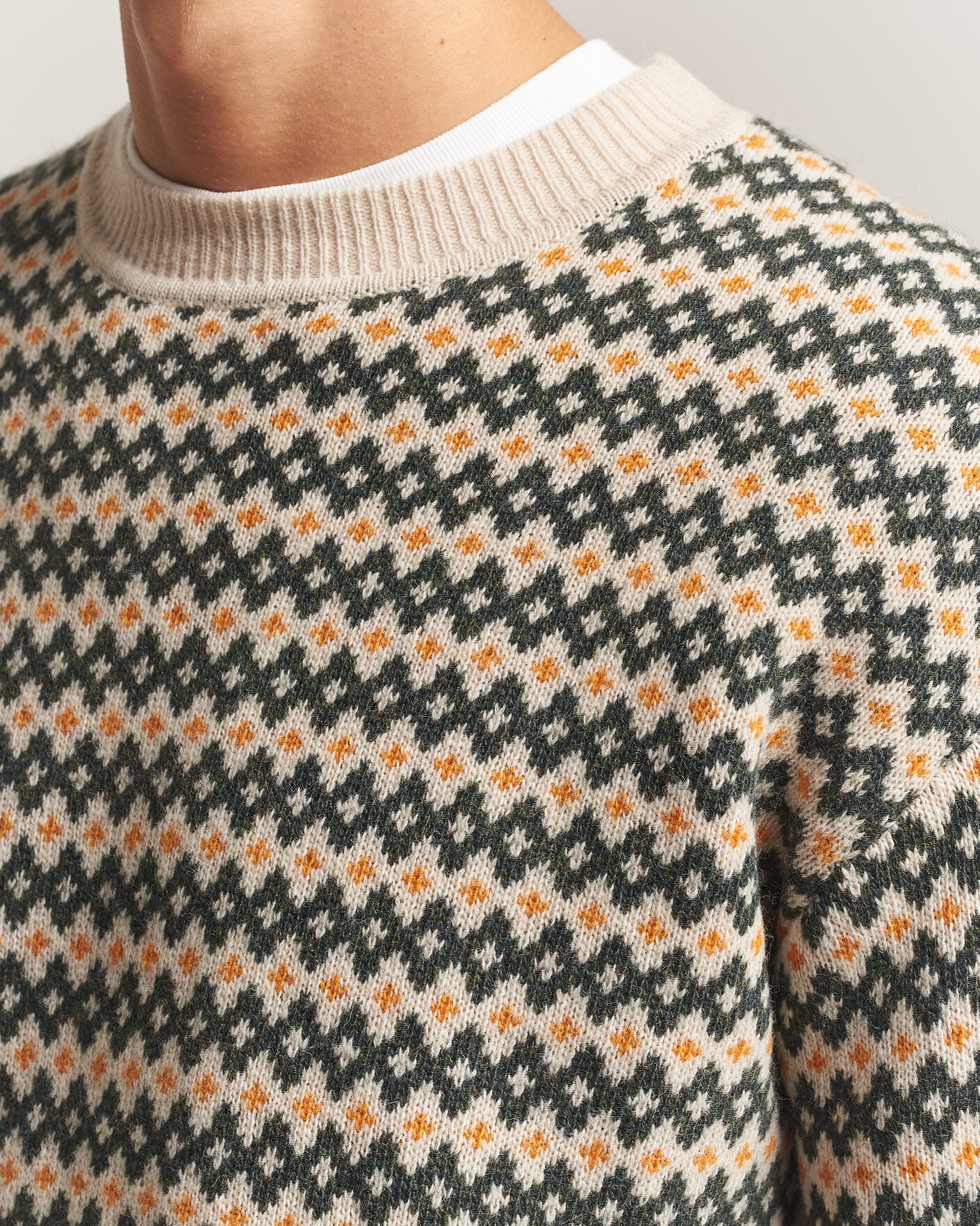 Uomini | Maglieria | KnowledgeCotton Apparel | Lambswool Jaquard Sweater Green