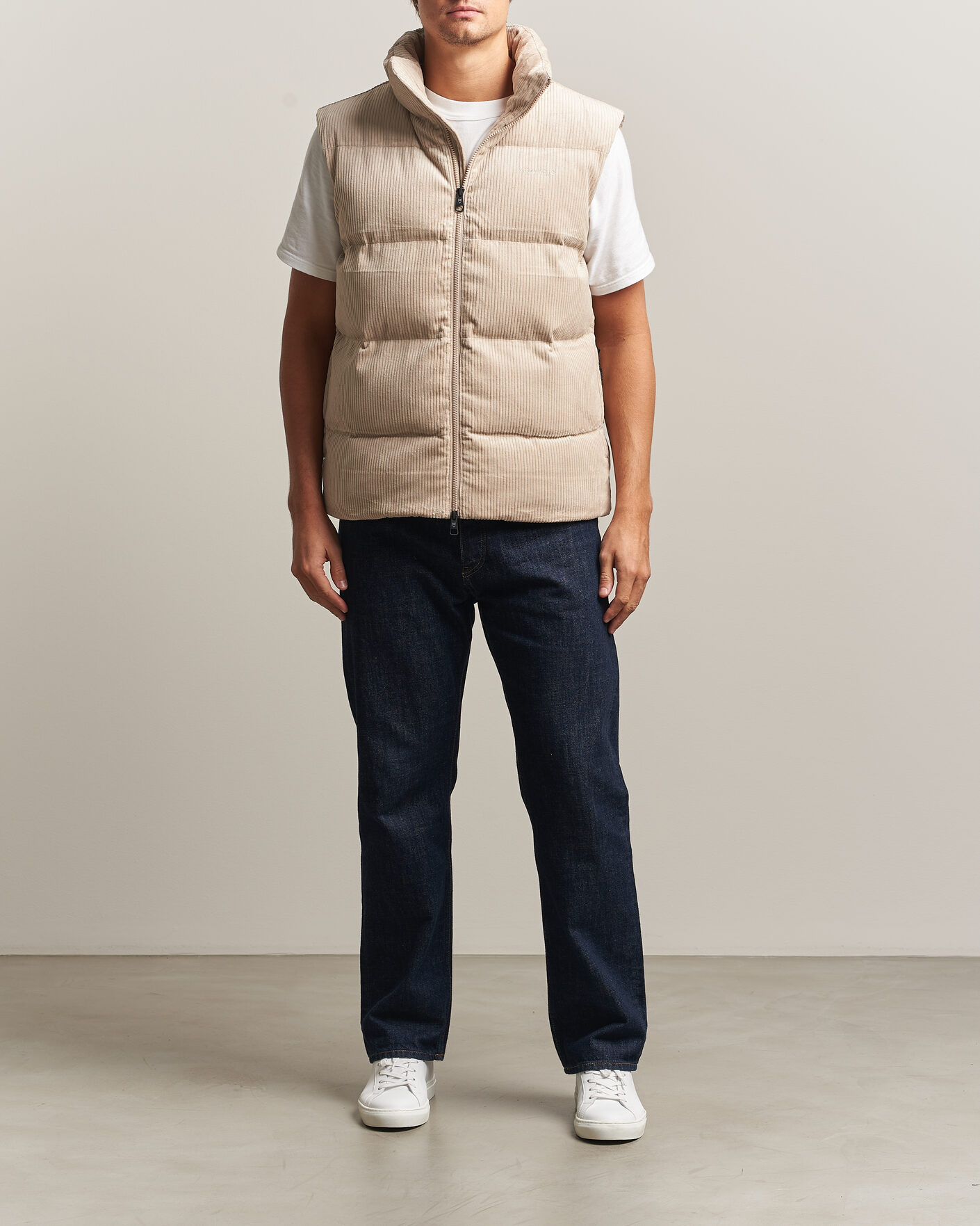 Uomini | Gilet | KnowledgeCotton Apparel | Corduroy Puffer Vest Light Feather Grey