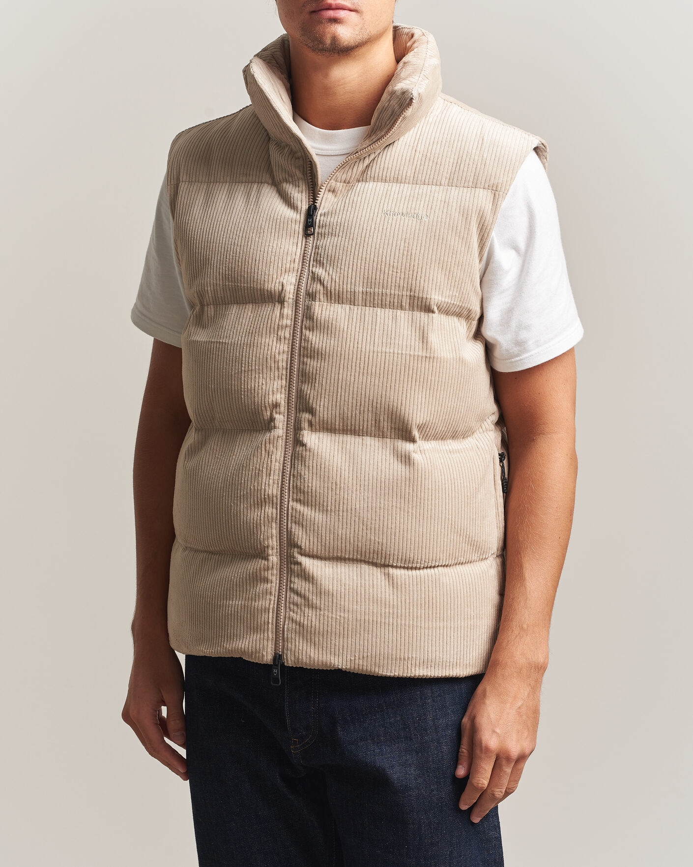 Uomini | Gilet | KnowledgeCotton Apparel | Corduroy Puffer Vest Light Feather Grey