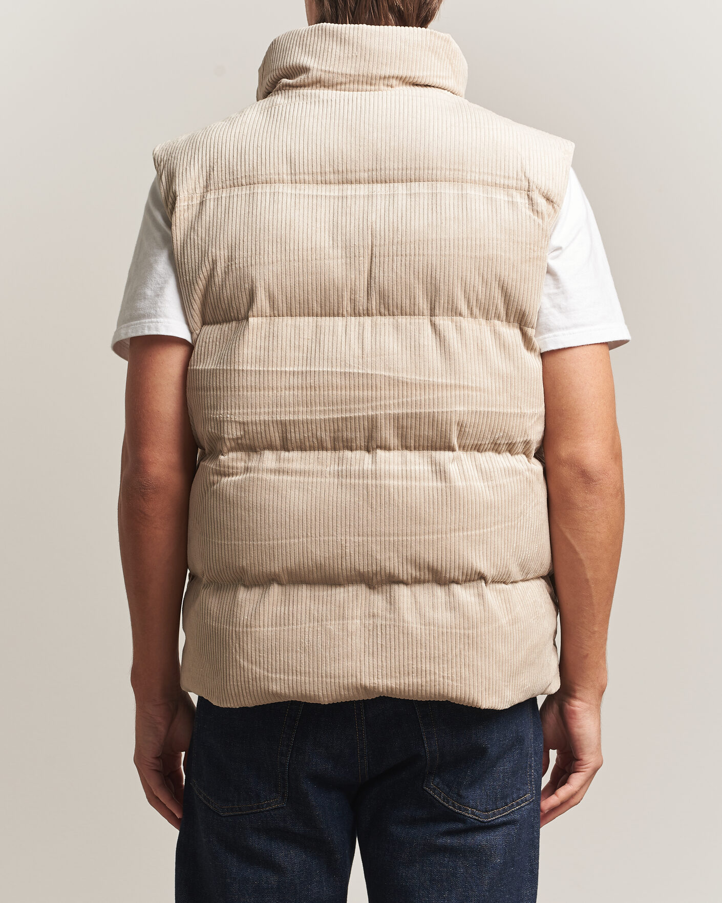 Uomini | Gilet | KnowledgeCotton Apparel | Corduroy Puffer Vest Light Feather Grey