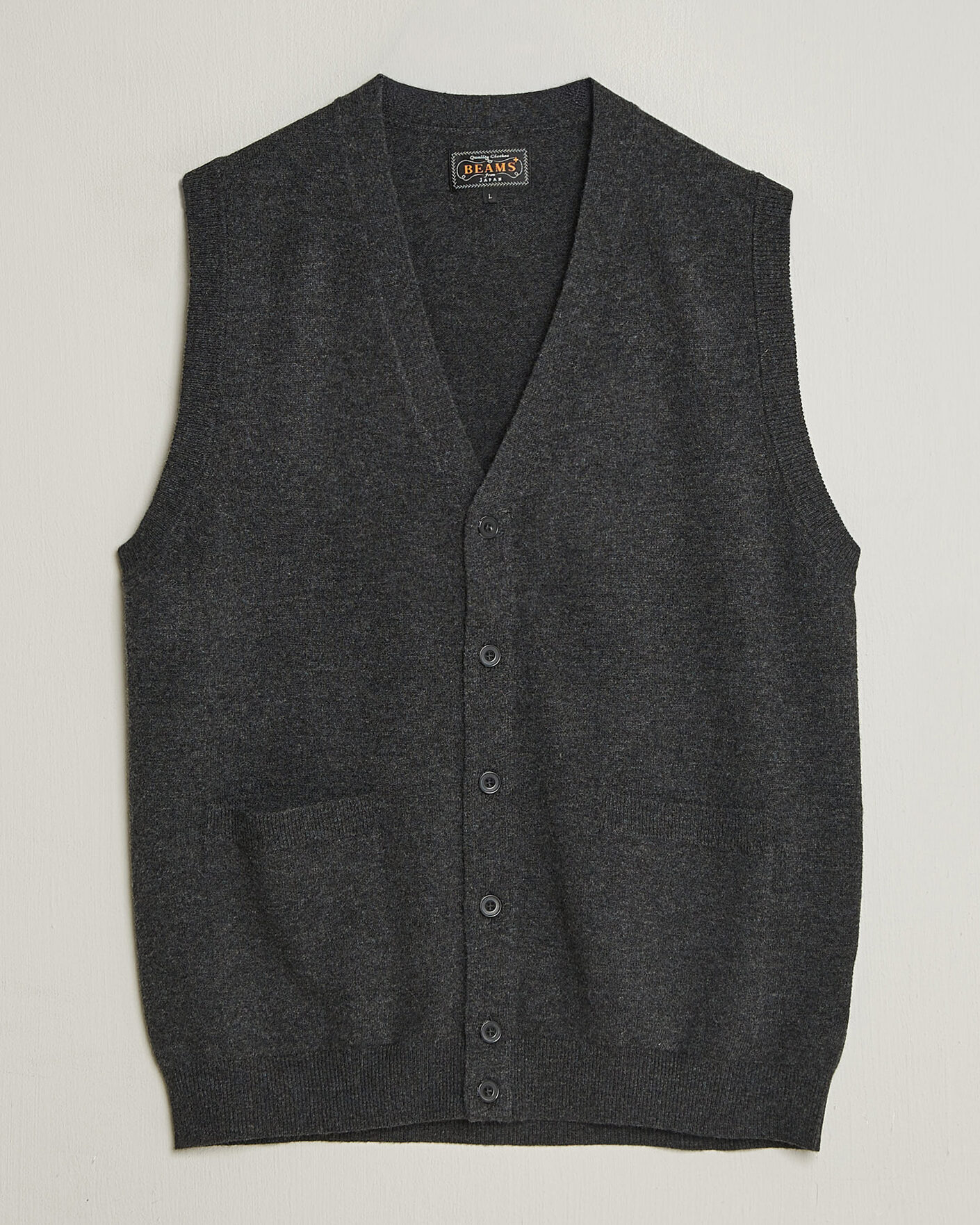 Uomini | Maglieria | BEAMS PLUS | Button Knit Vest Charcoal