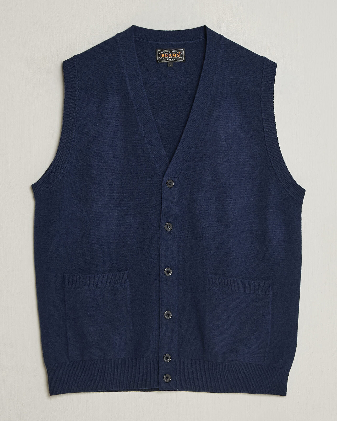 Uomini | Maglieria | BEAMS PLUS | Button Knit Vest Navy