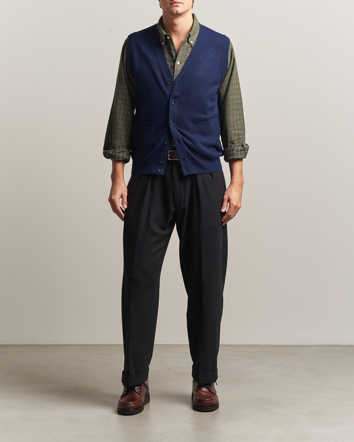 Uomini | Maglieria | BEAMS PLUS | Button Knit Vest Navy