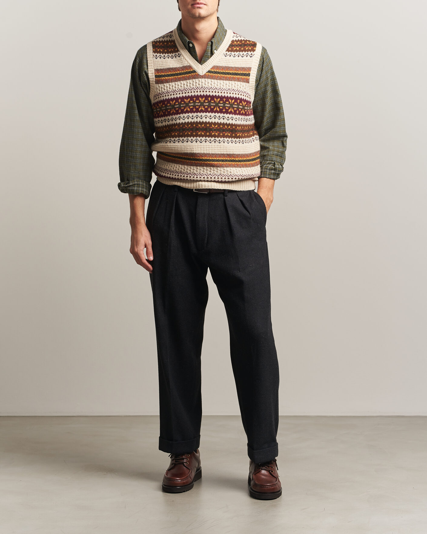 Uomini | Maglieria | BEAMS PLUS | Fair Isle Knit Vest Beige