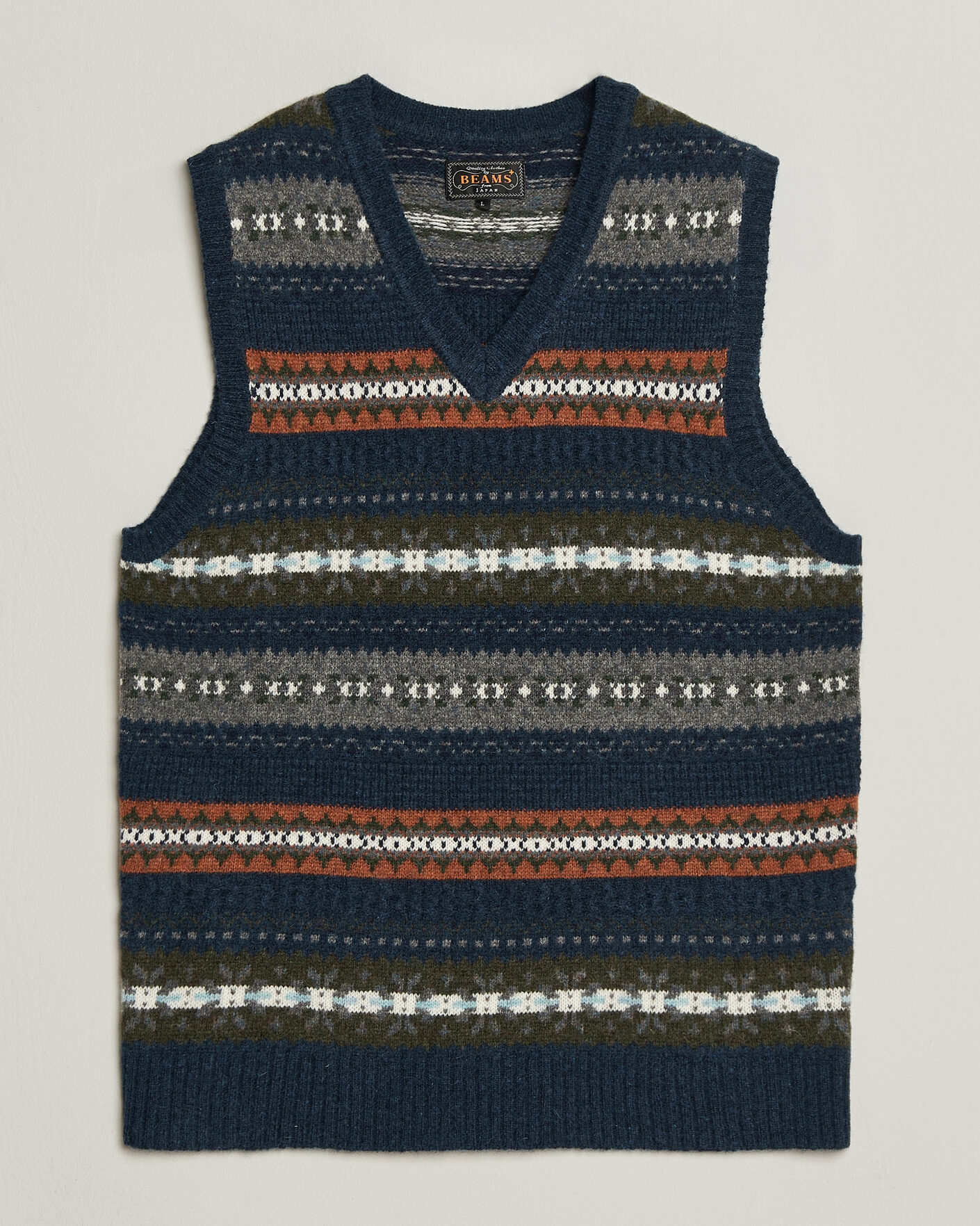 Uomini | Maglieria | BEAMS PLUS | Fair Isle Knit Vest Navy