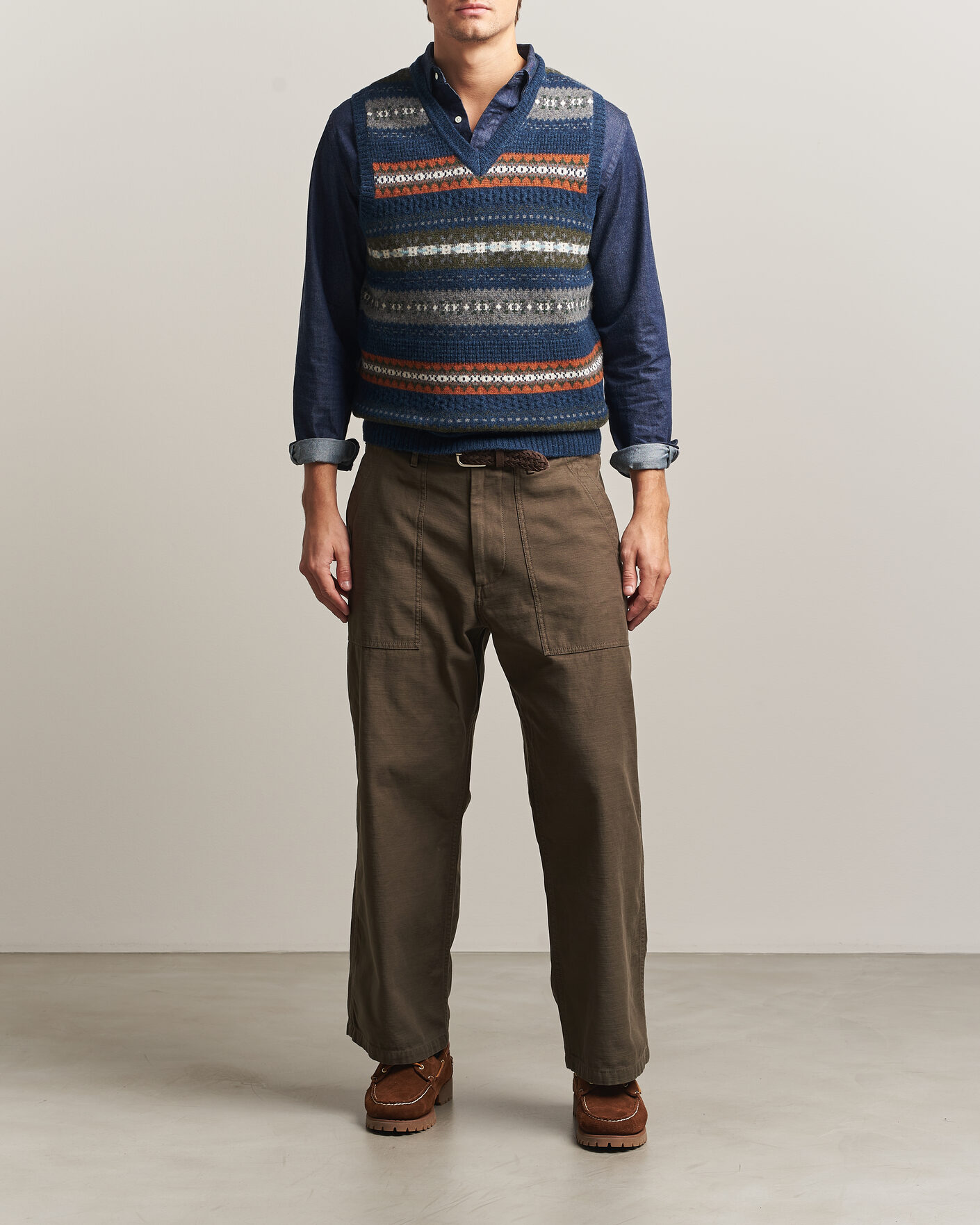 Uomini | Maglieria | BEAMS PLUS | Fair Isle Knit Vest Navy