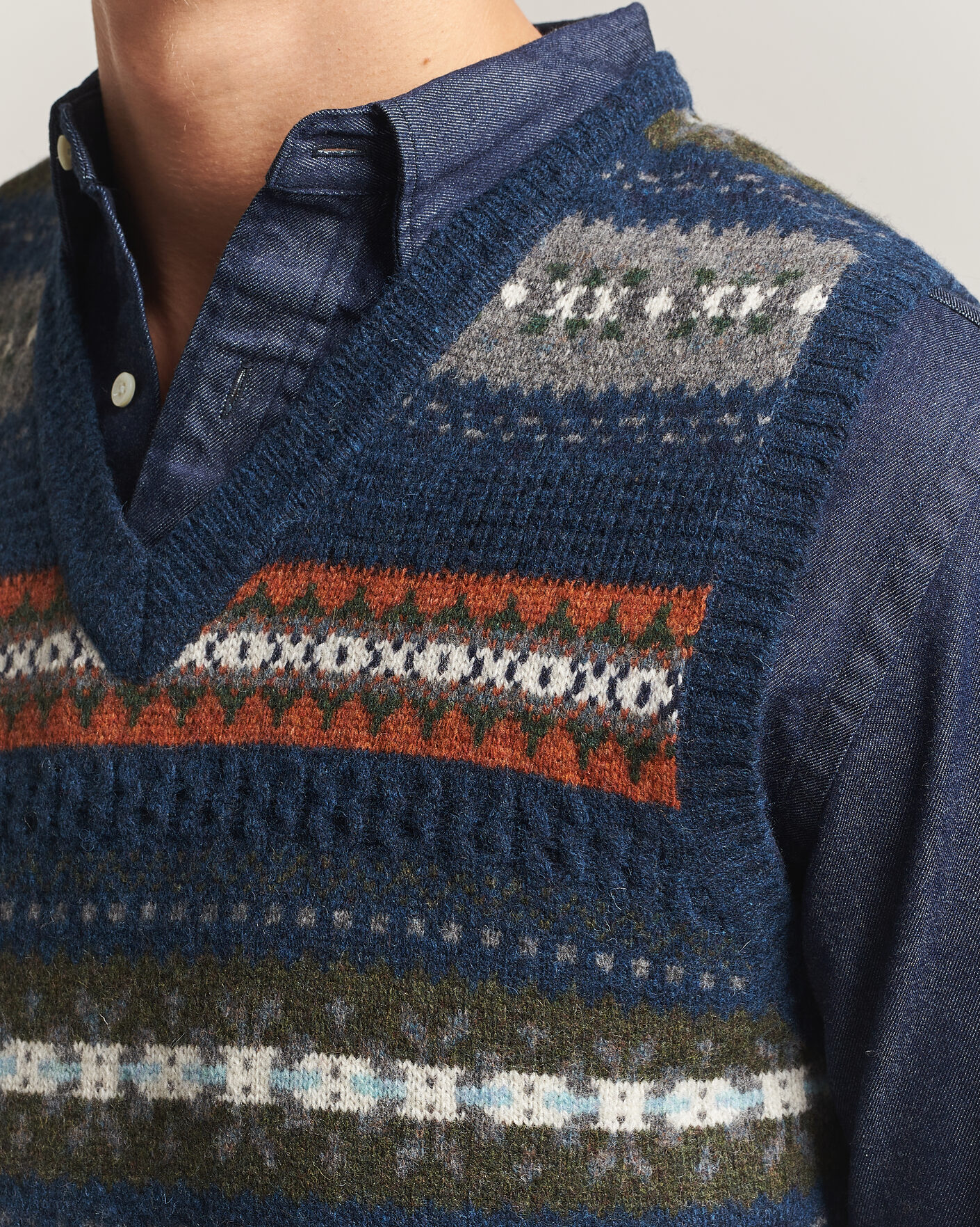 Uomini | Maglieria | BEAMS PLUS | Fair Isle Knit Vest Navy