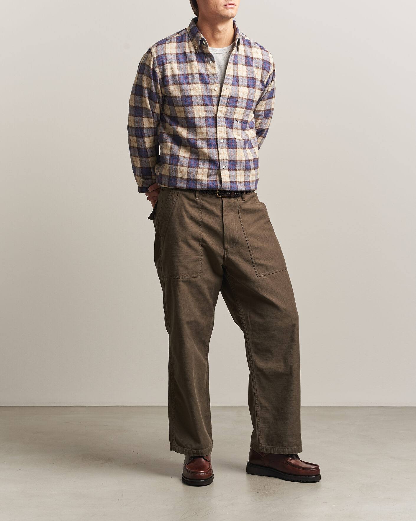 Uomini | Camicie | BEAMS PLUS | Plaid Button Down Shirt White/Blue