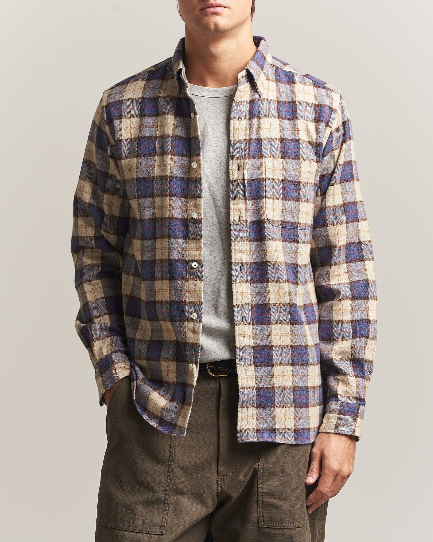 Uomini | Camicie | BEAMS PLUS | Plaid Button Down Shirt White/Blue