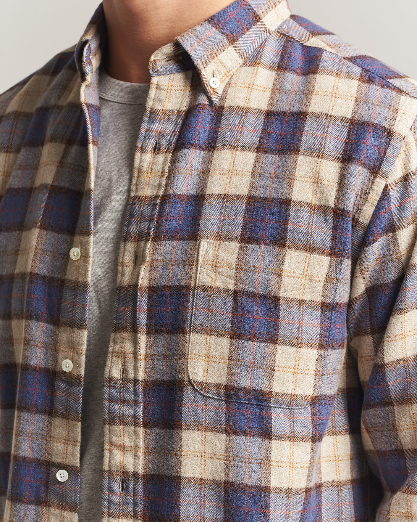 Uomini | Camicie | BEAMS PLUS | Plaid Button Down Shirt White/Blue