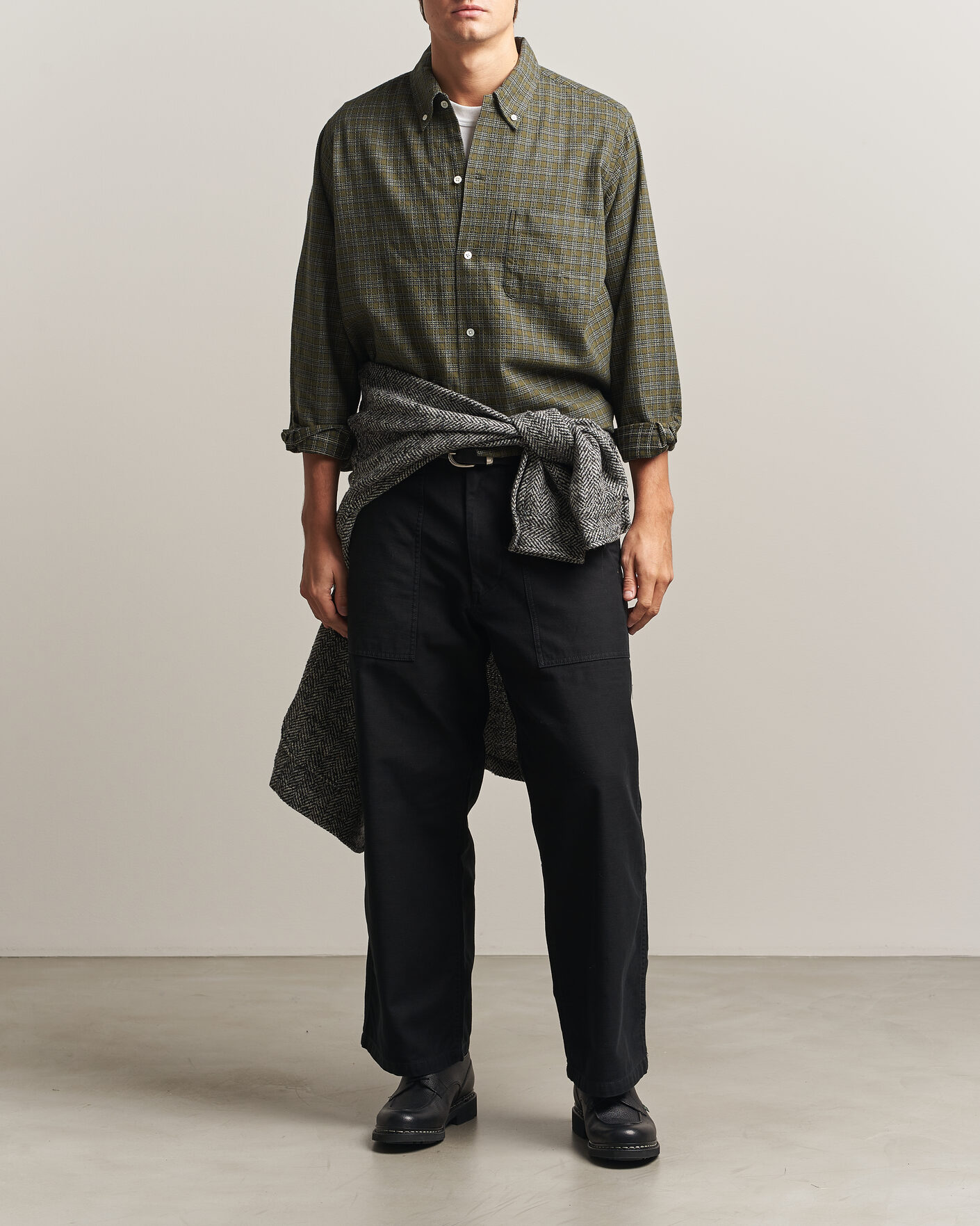 Uomini | Camicie | BEAMS PLUS | Dobby Plaid Button Down Shirt Dark Green
