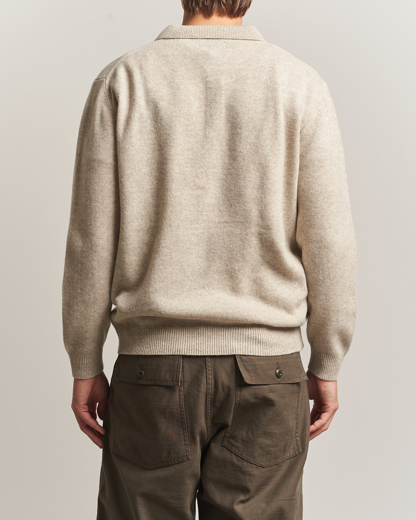 Uomini | Maglieria | BEAMS PLUS | Knitted Wool Polo Beige