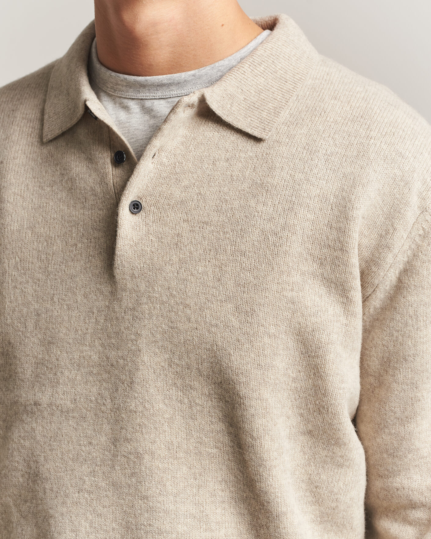 Uomini | Maglieria | BEAMS PLUS | Knitted Wool Polo Beige