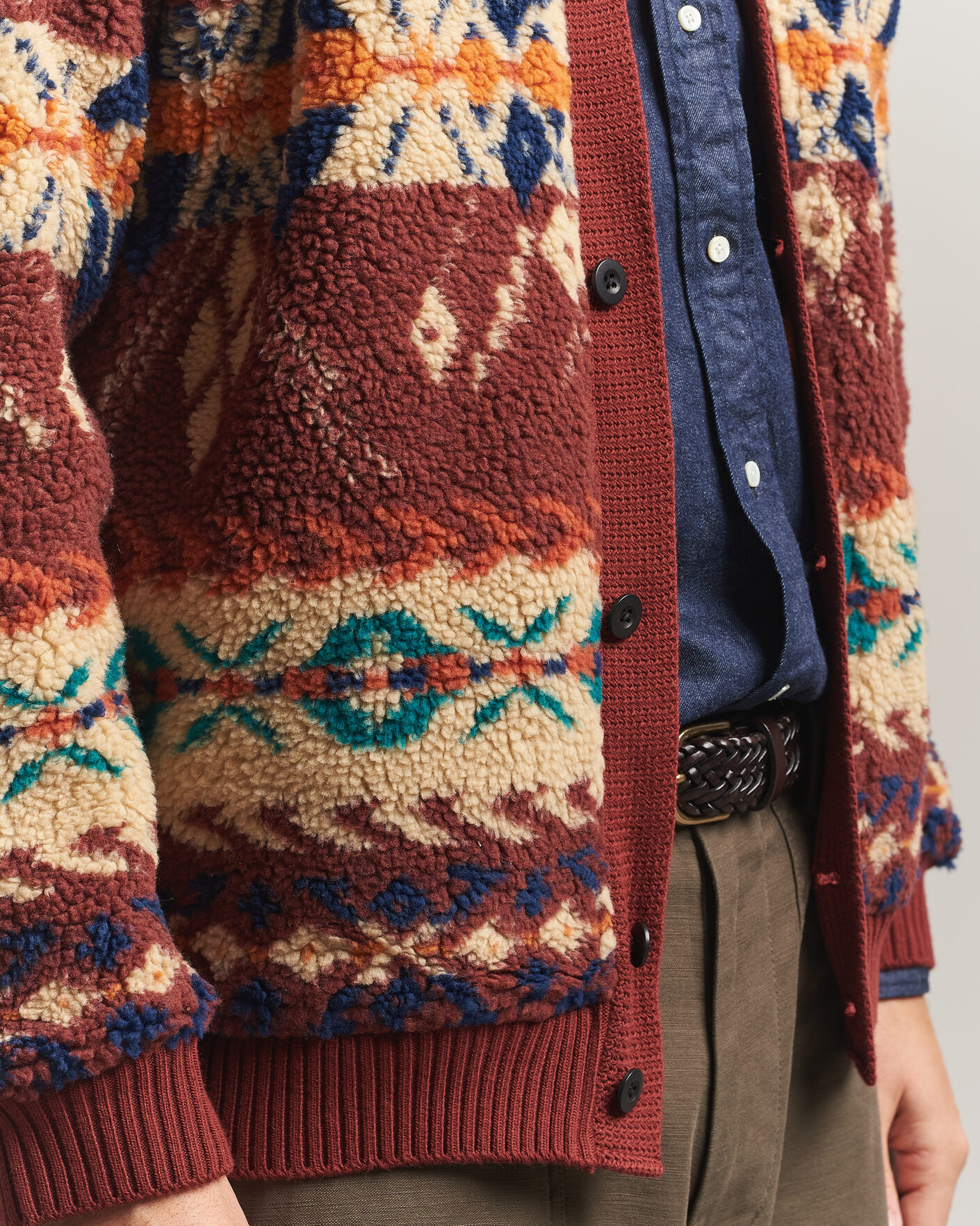 Uomini | Maglieria | BEAMS PLUS | Boa Jacquard Cardigan Brown