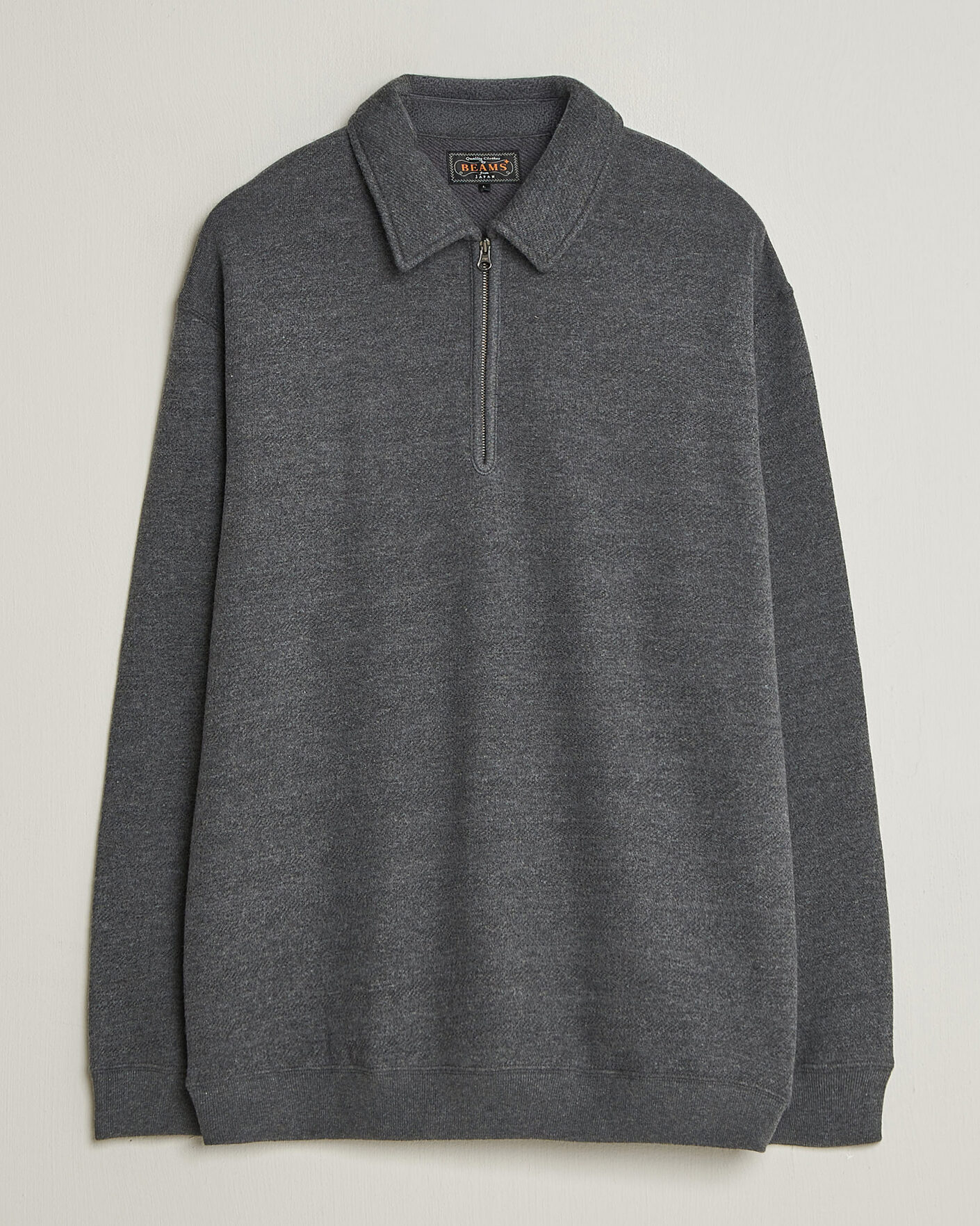 Uomini | Maglieria | BEAMS PLUS | Wool/Cotton Half Zip Charcoal