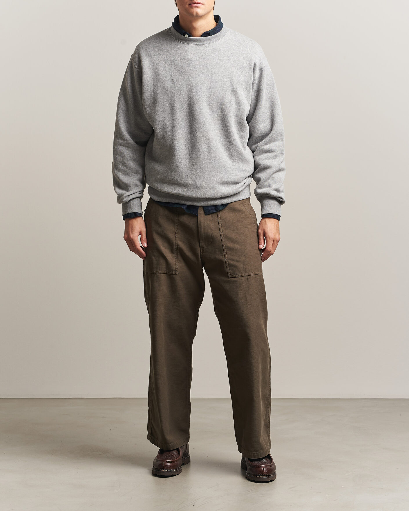 Uomini | Maglieria | BEAMS PLUS | Soft Sweat Crew Neck Grey
