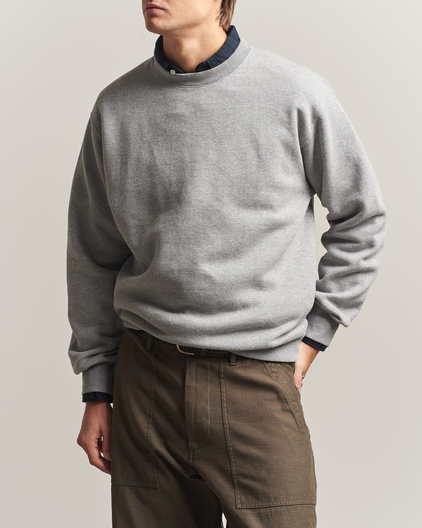 Uomini | Maglieria | BEAMS PLUS | Soft Sweat Crew Neck Grey