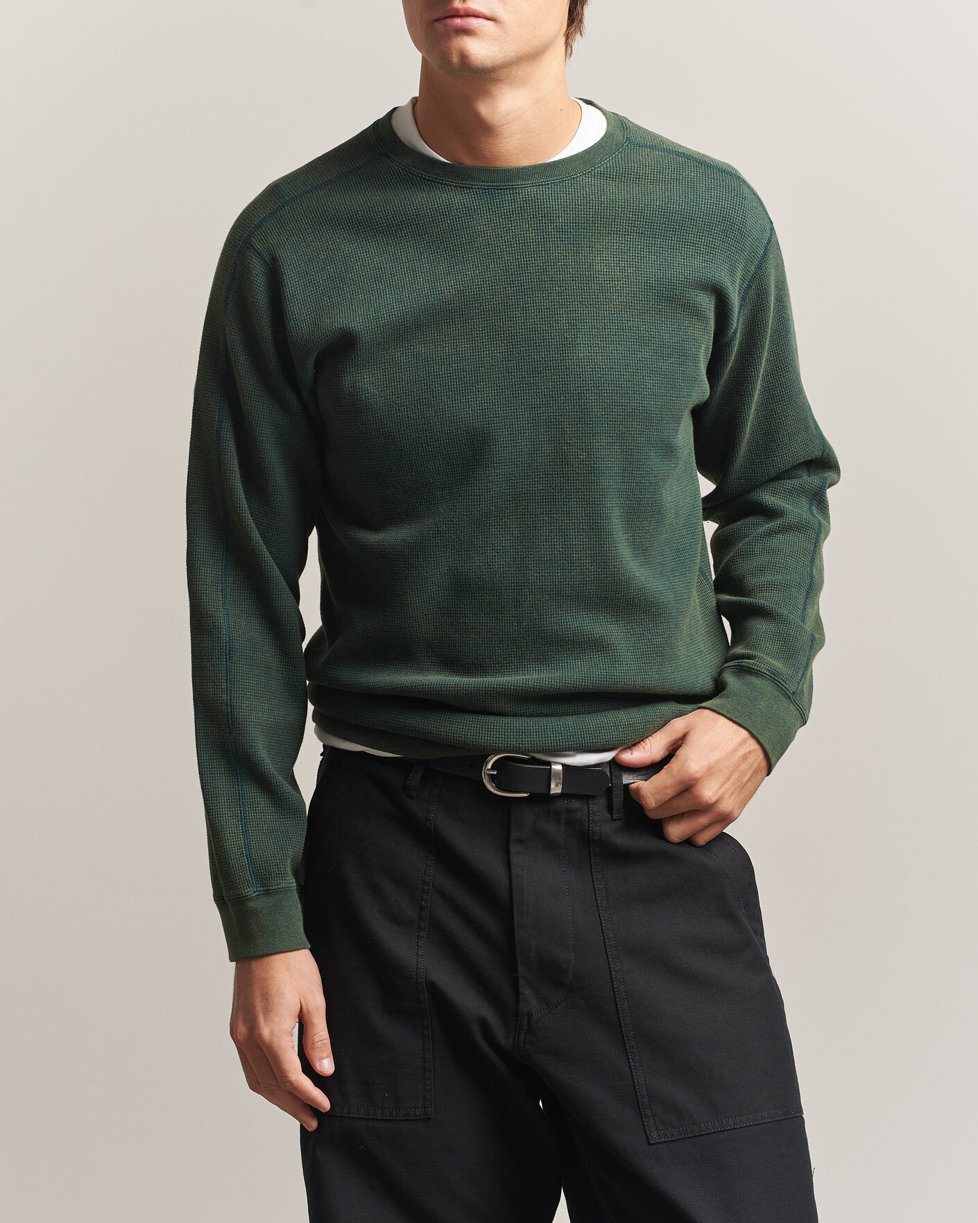 Uomini | T-shirt | BEAMS PLUS | Fade Thermal Crew Green