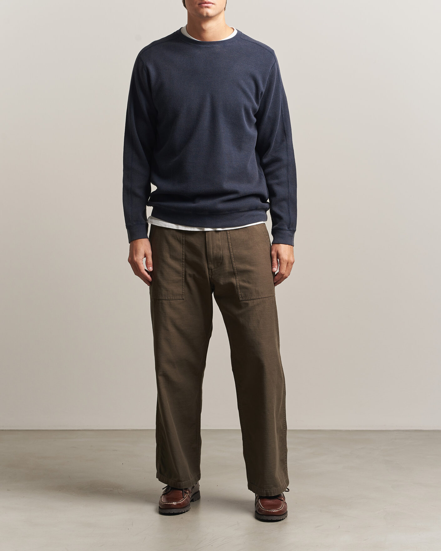 Uomini | T-shirt | BEAMS PLUS | Fade Thermal Crew Navy