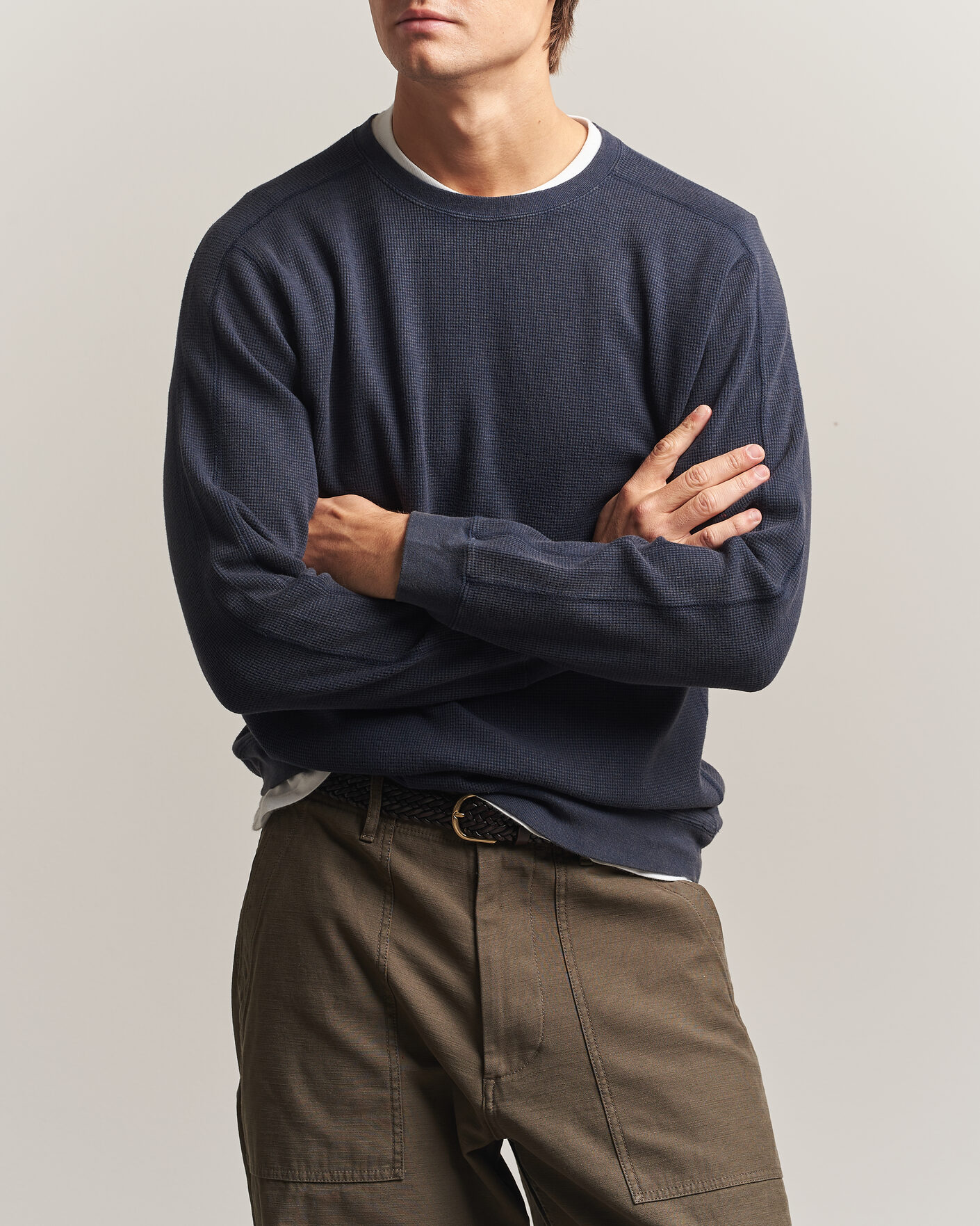 Uomini | T-shirt | BEAMS PLUS | Fade Thermal Crew Navy
