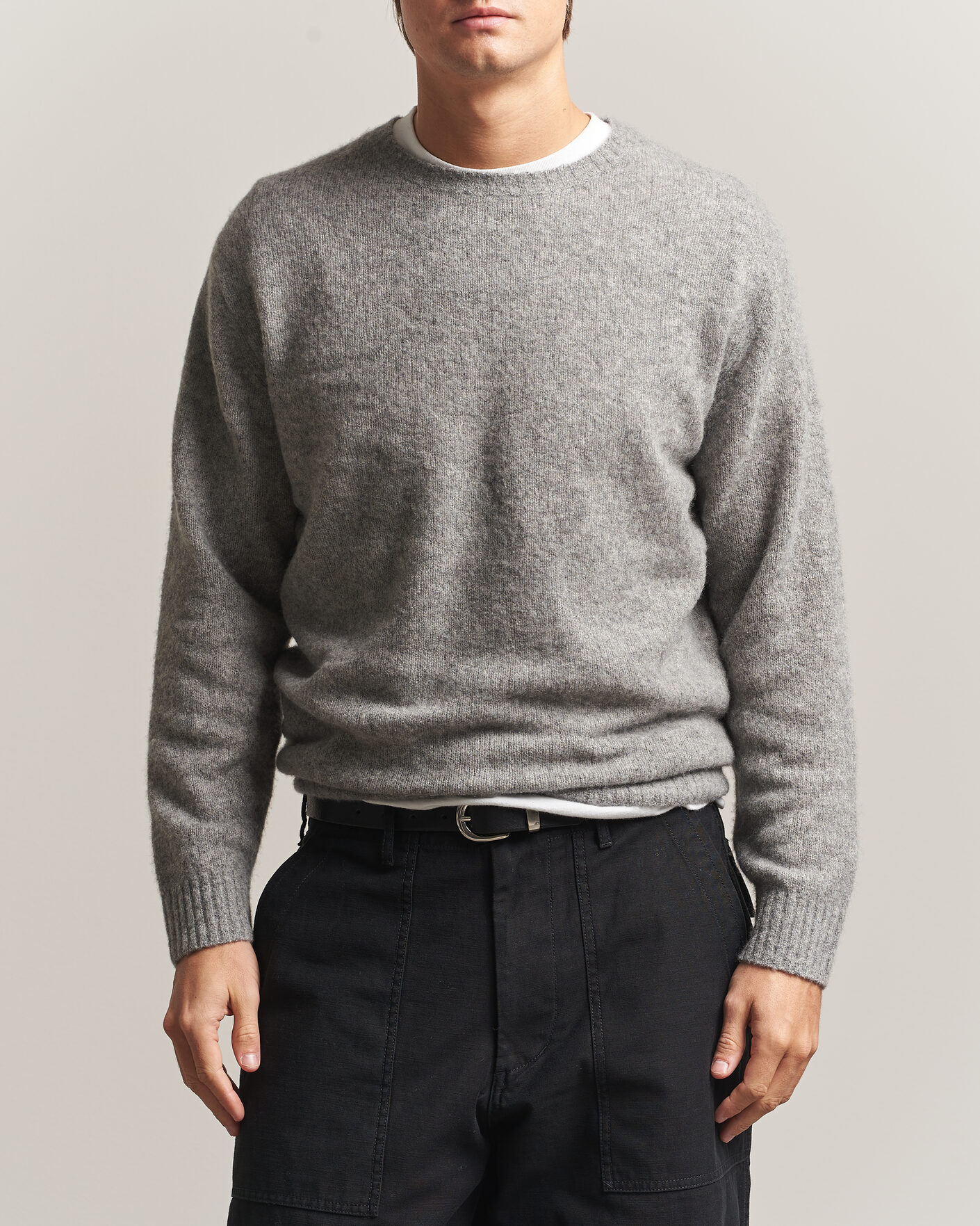 Uomini | Maglieria | BEAMS PLUS | Cashmere/Silk Crew Neck Grey Melange