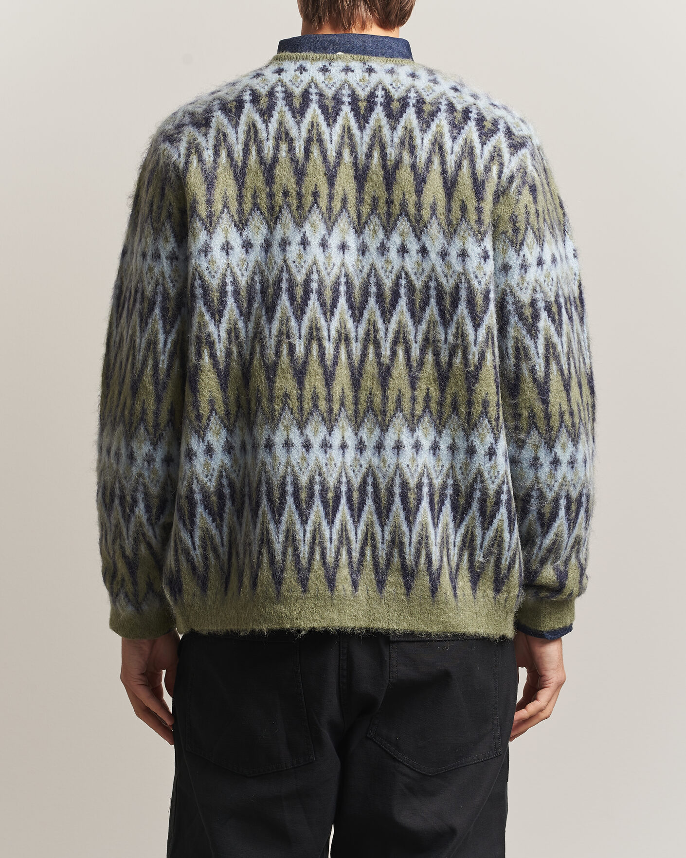 Uomini | Maglieria | BEAMS PLUS | Chevron Jacquard Cardigan Green/Grey