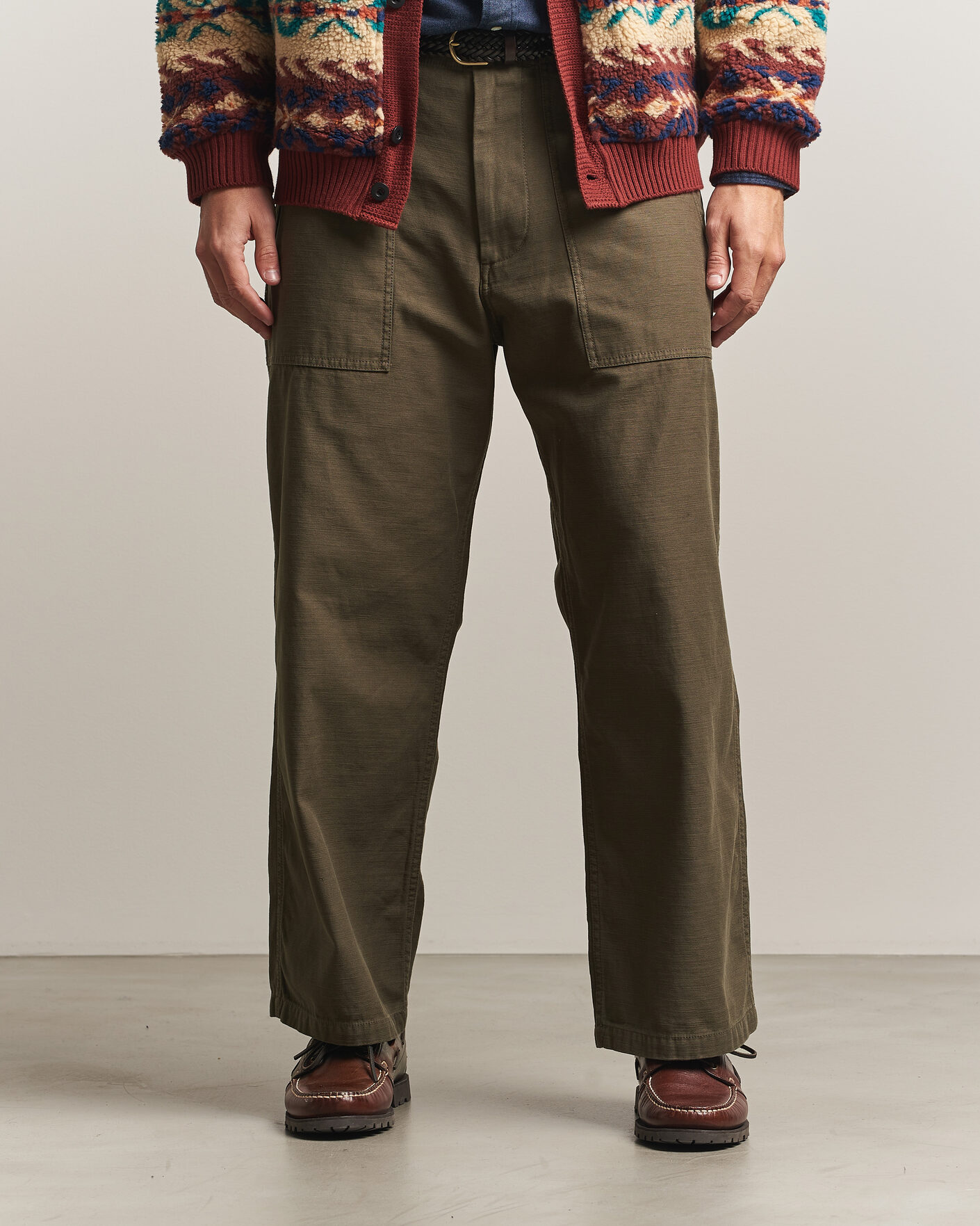Uomini | Pantaloni | BEAMS PLUS | MIL Utility Sateen Trousers Olive Brown
