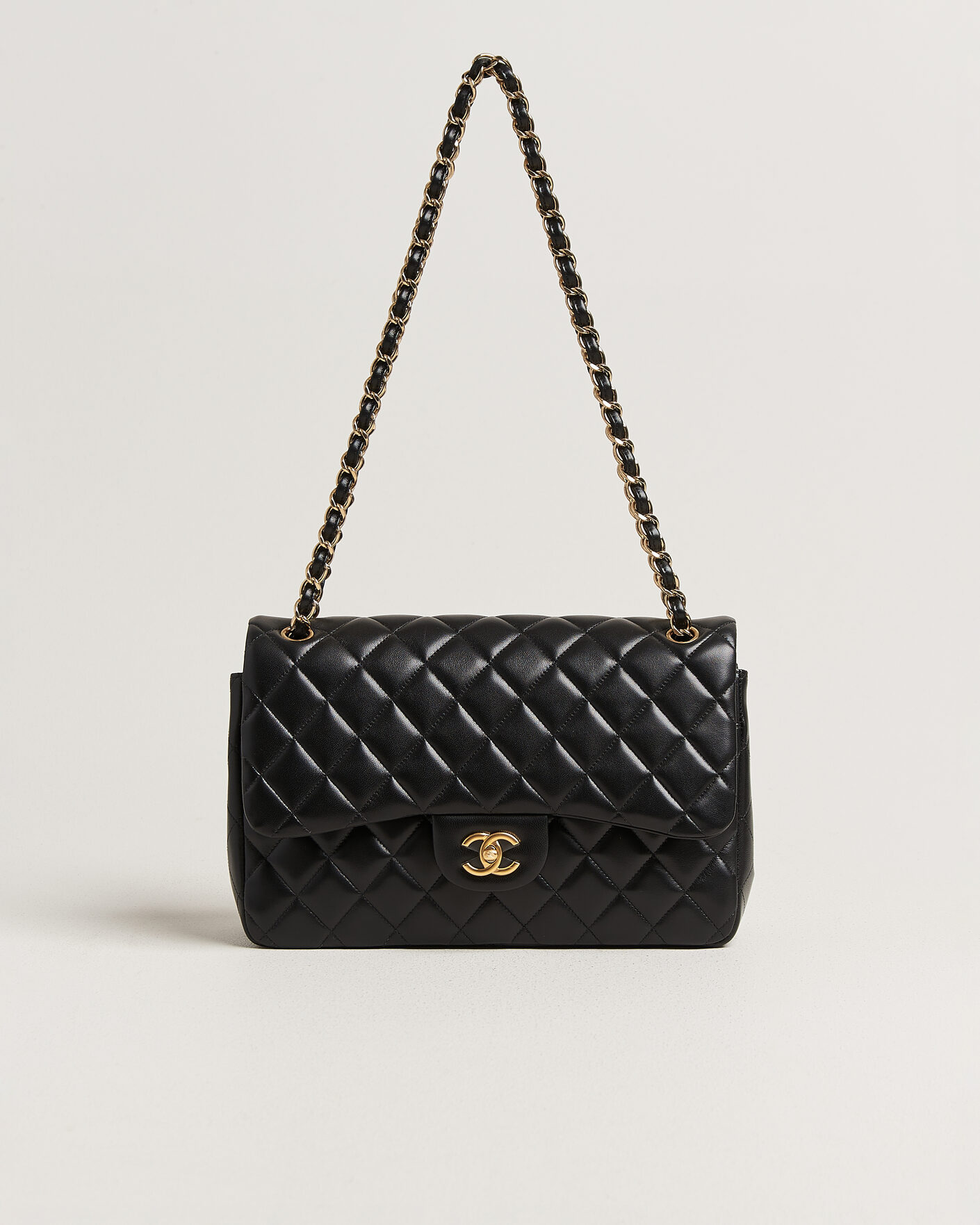Uomini | Pre-Owned & Vintage Bags | Chanel Pre-Owned | Classic Jumbo Double Flap Bag Lambskin Black