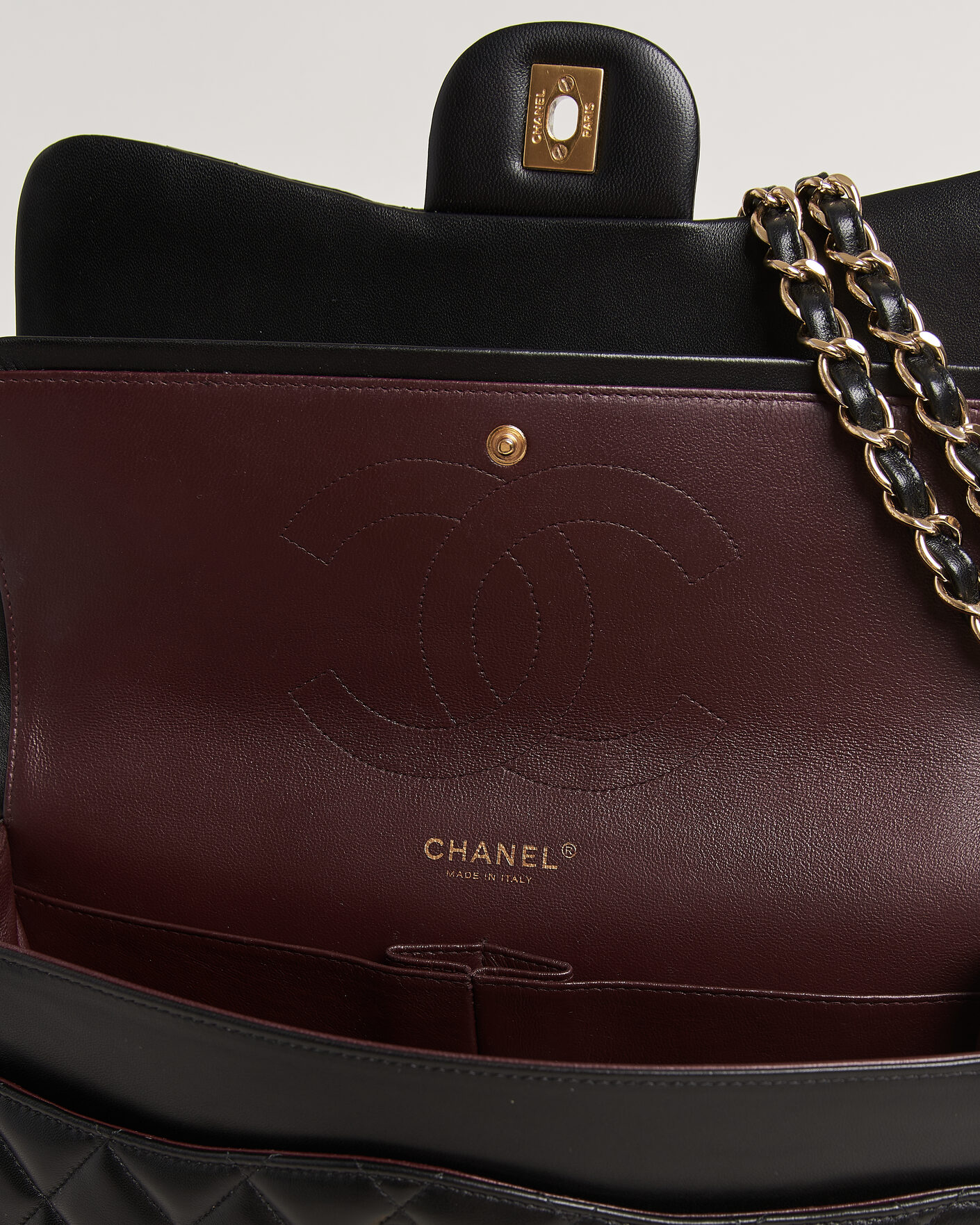 Uomini | Pre-Owned & Vintage Bags | Chanel Pre-Owned | Classic Jumbo Double Flap Bag Lambskin Black
