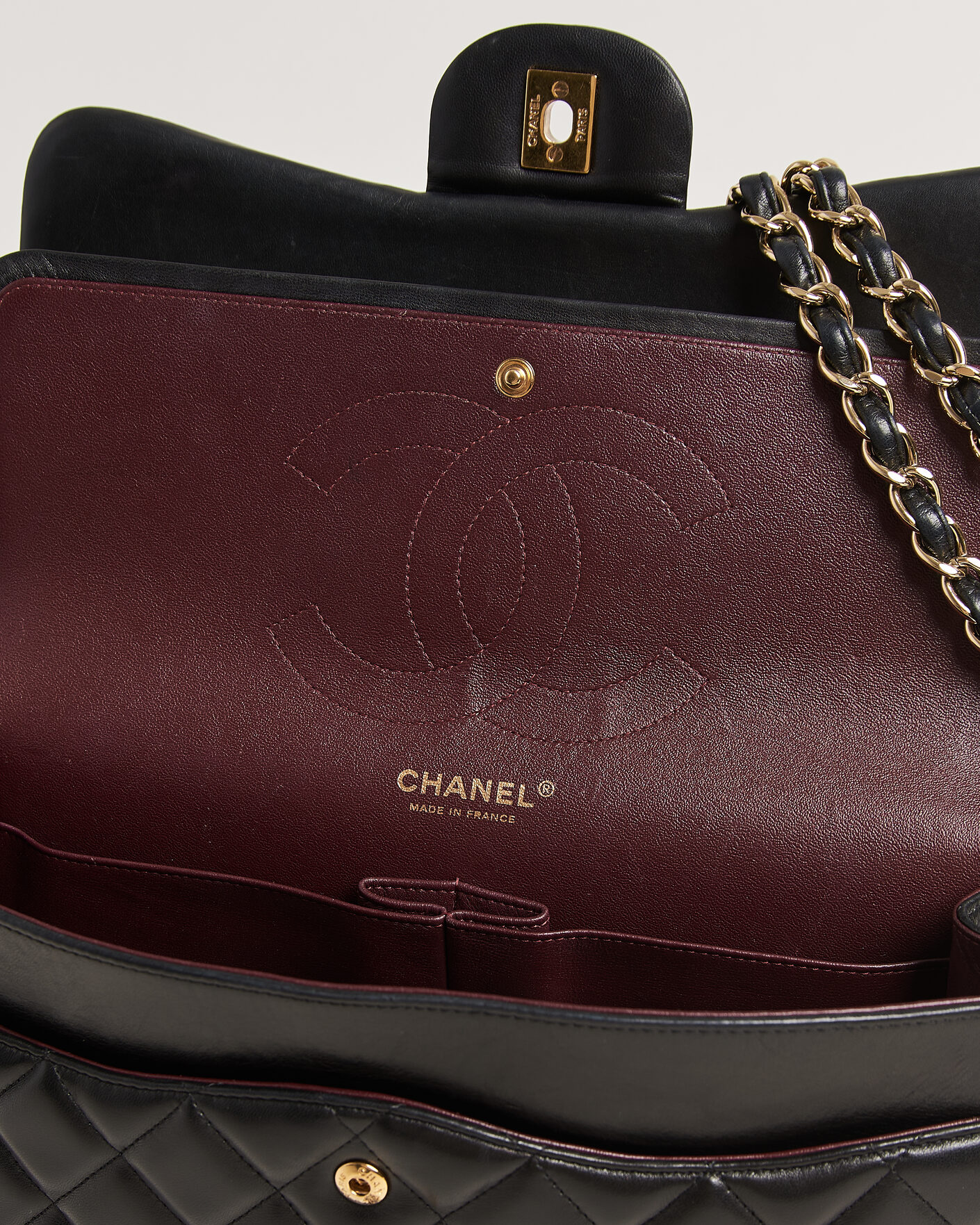 Uomini | Pre-Owned & Vintage Bags | Chanel Pre-Owned | Classic Jumbo Double Flap Bag Lambskin Black