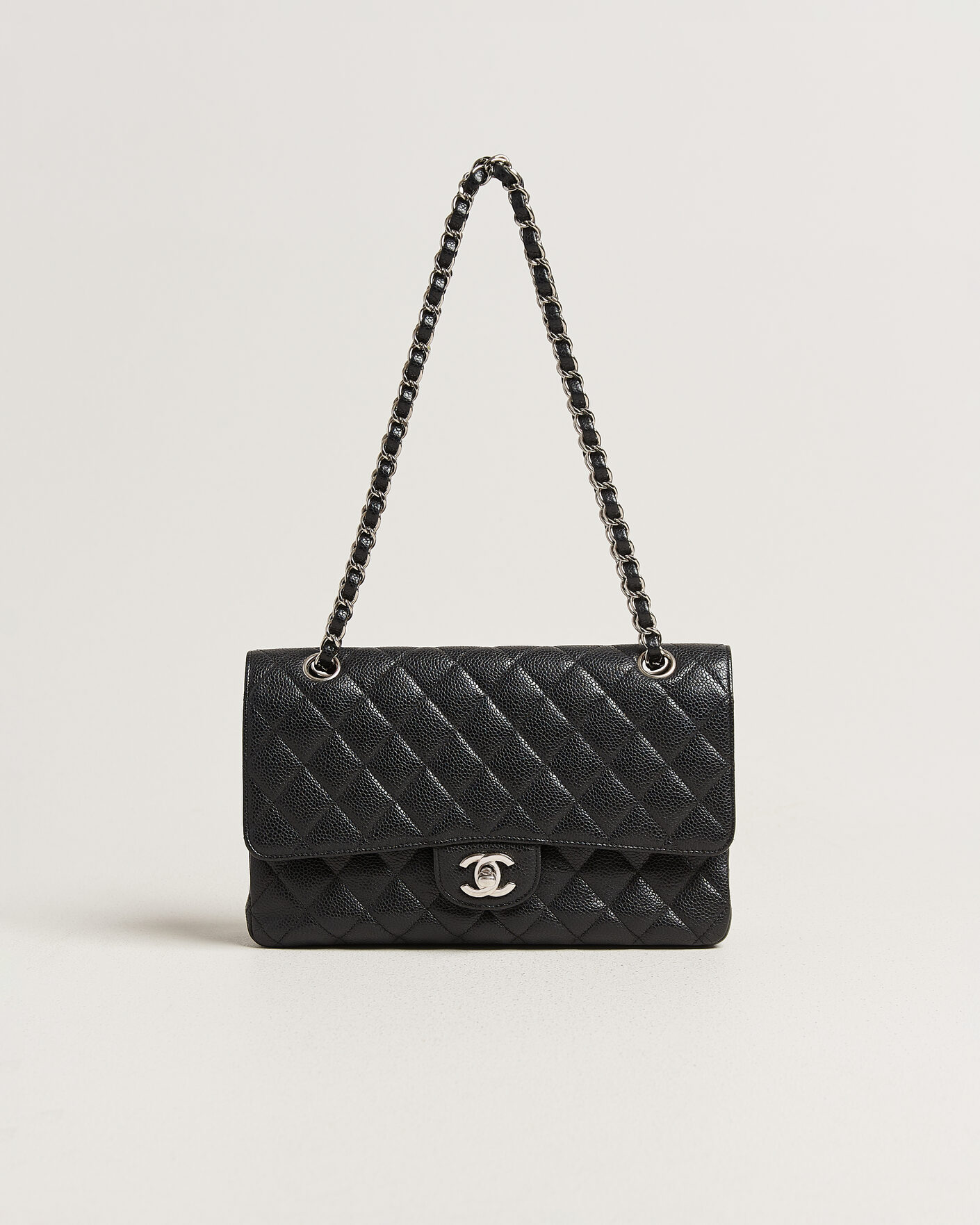 Uomini | Pre-Owned & Vintage Bags | Chanel Pre-Owned | Classic Medium Single Flap Bag Caviar Black