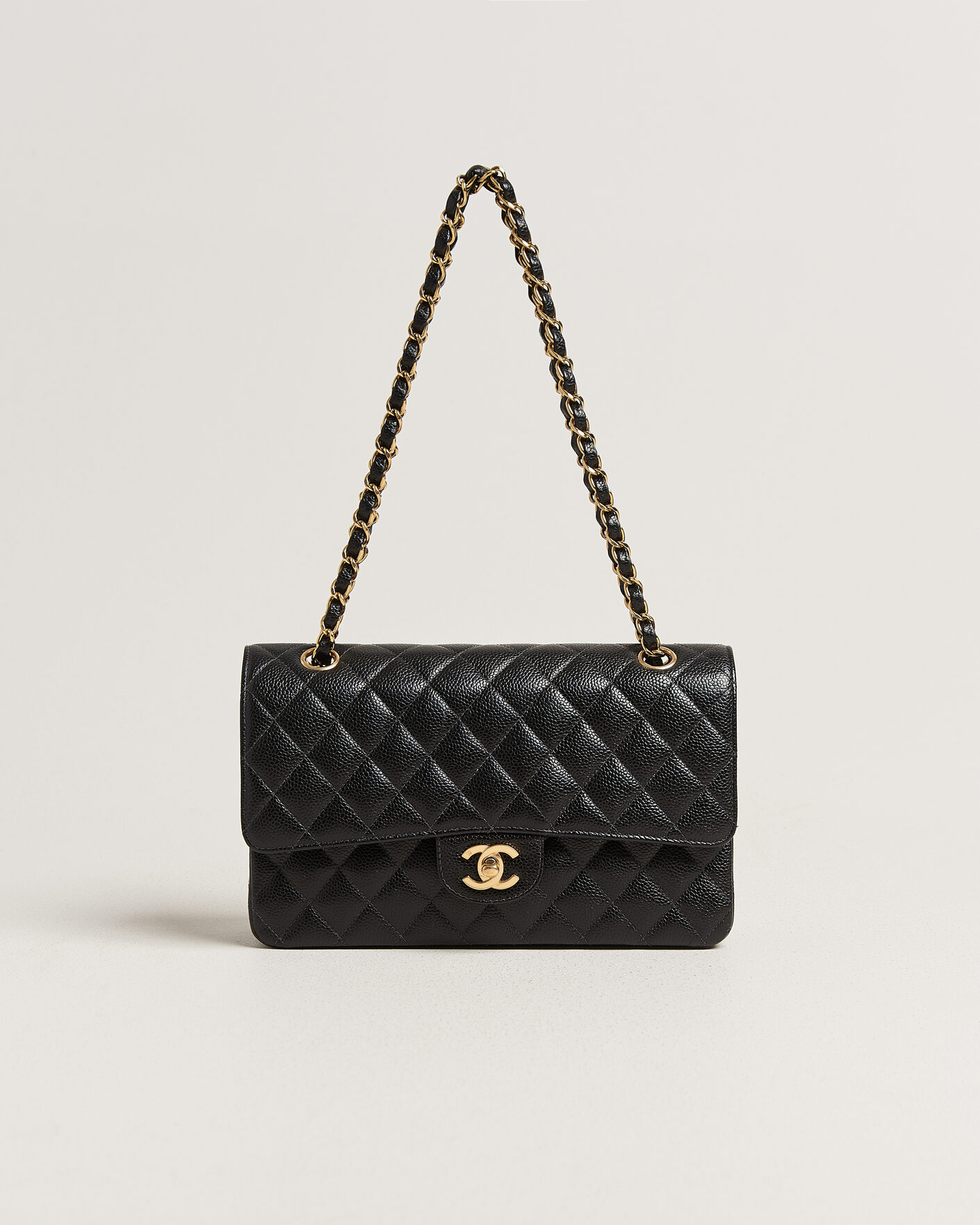 Uomini | Pre-Owned & Vintage Bags | Chanel Pre-Owned | Classic Medium Double Flap Bag Caviar Black