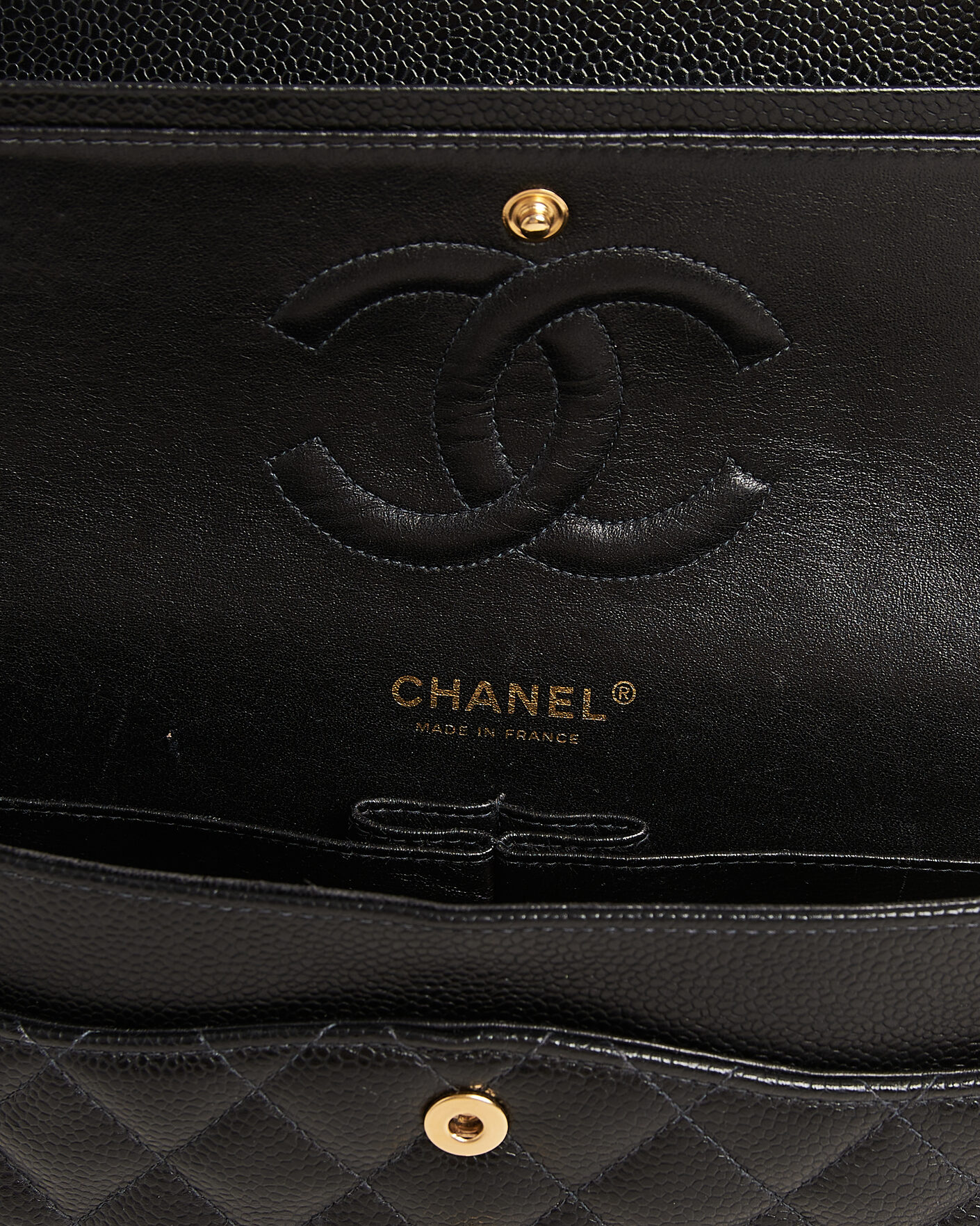Uomini | Pre-Owned & Vintage Bags | Chanel Pre-Owned | Classic Medium Double Flap Bag Caviar Black