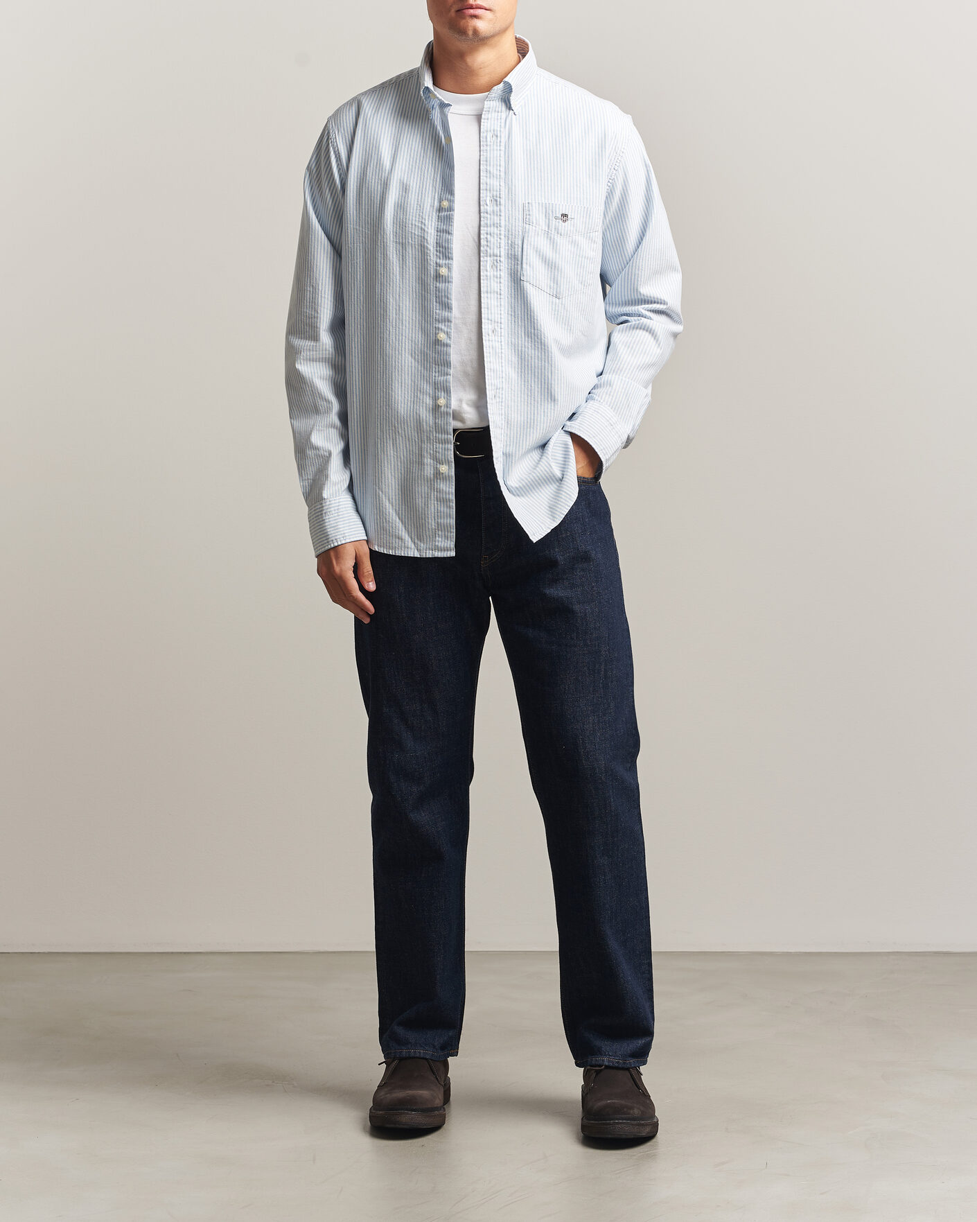 Uomini | Camicie | Gant | Regular Fit Striped Oxford Shirt College Blue