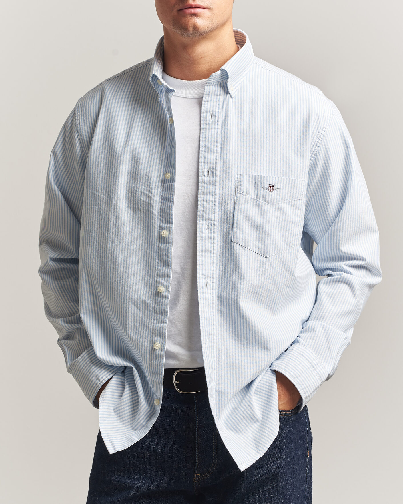 Uomini | Camicie | Gant | Regular Fit Striped Oxford Shirt College Blue