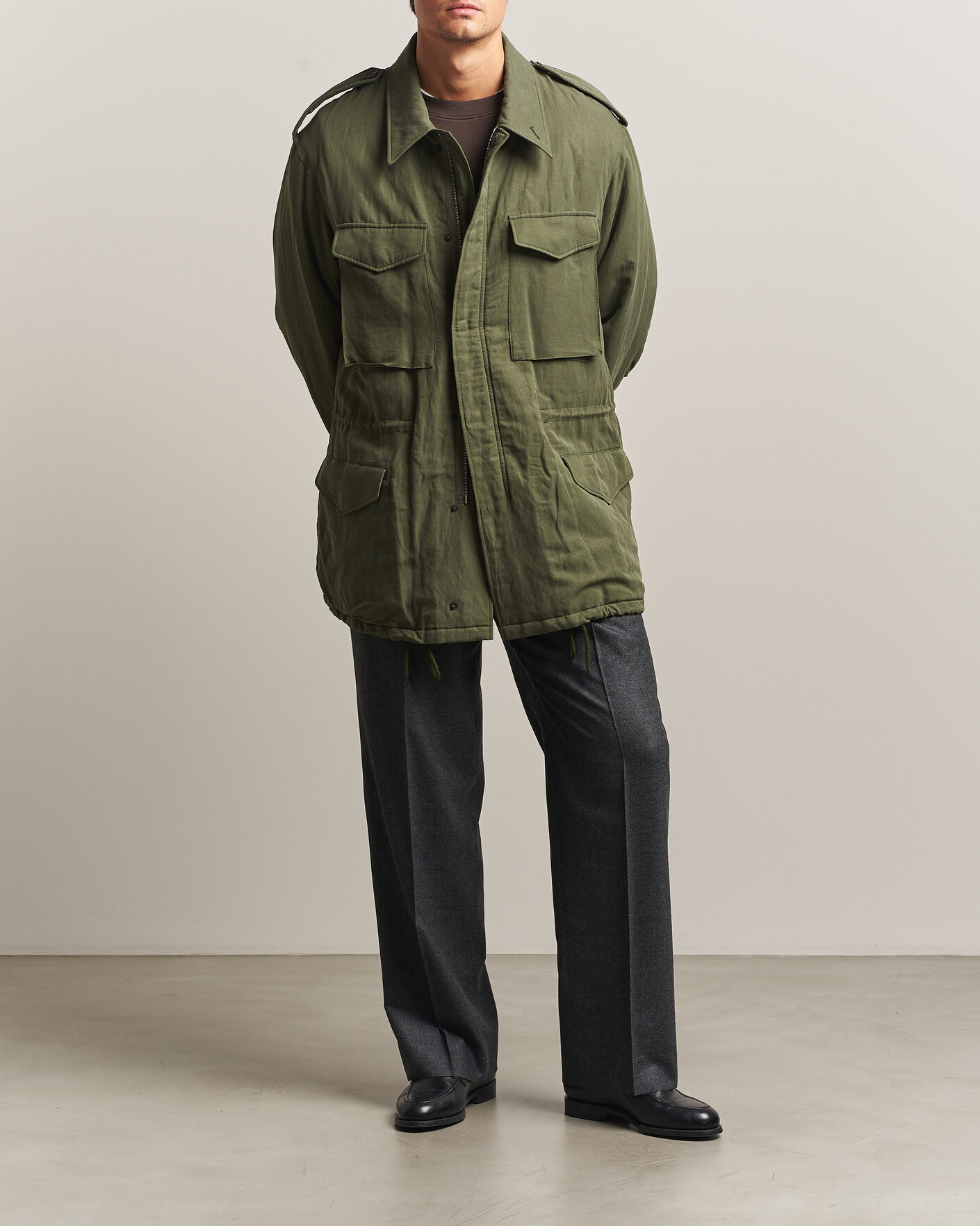 Uomini | Giacche | Auralee | Brushed Padded Military Jacket Olive