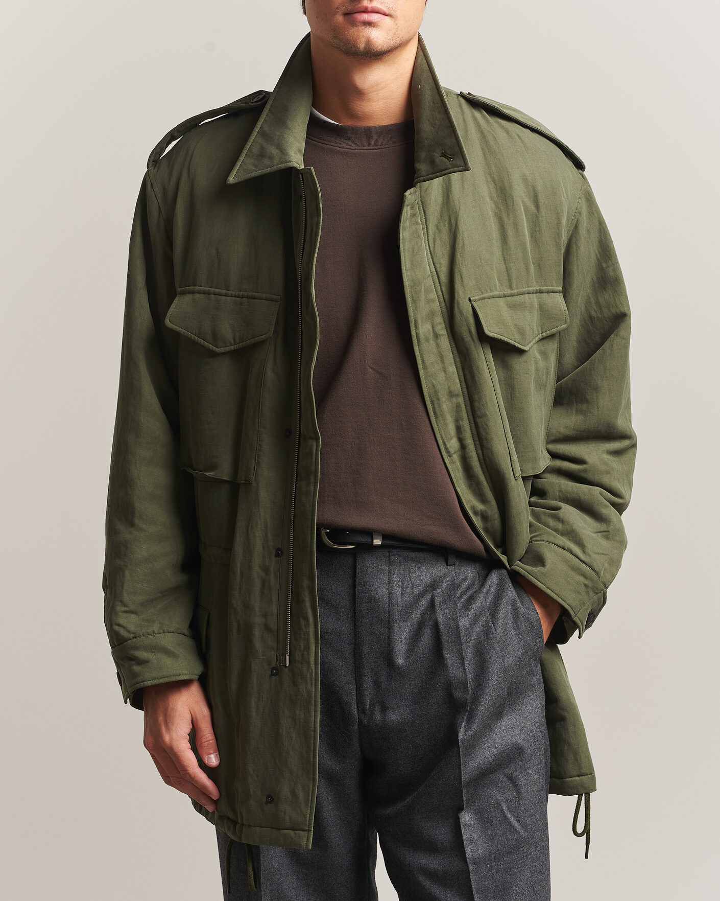 Uomini | Giacche | Auralee | Brushed Padded Military Jacket Olive